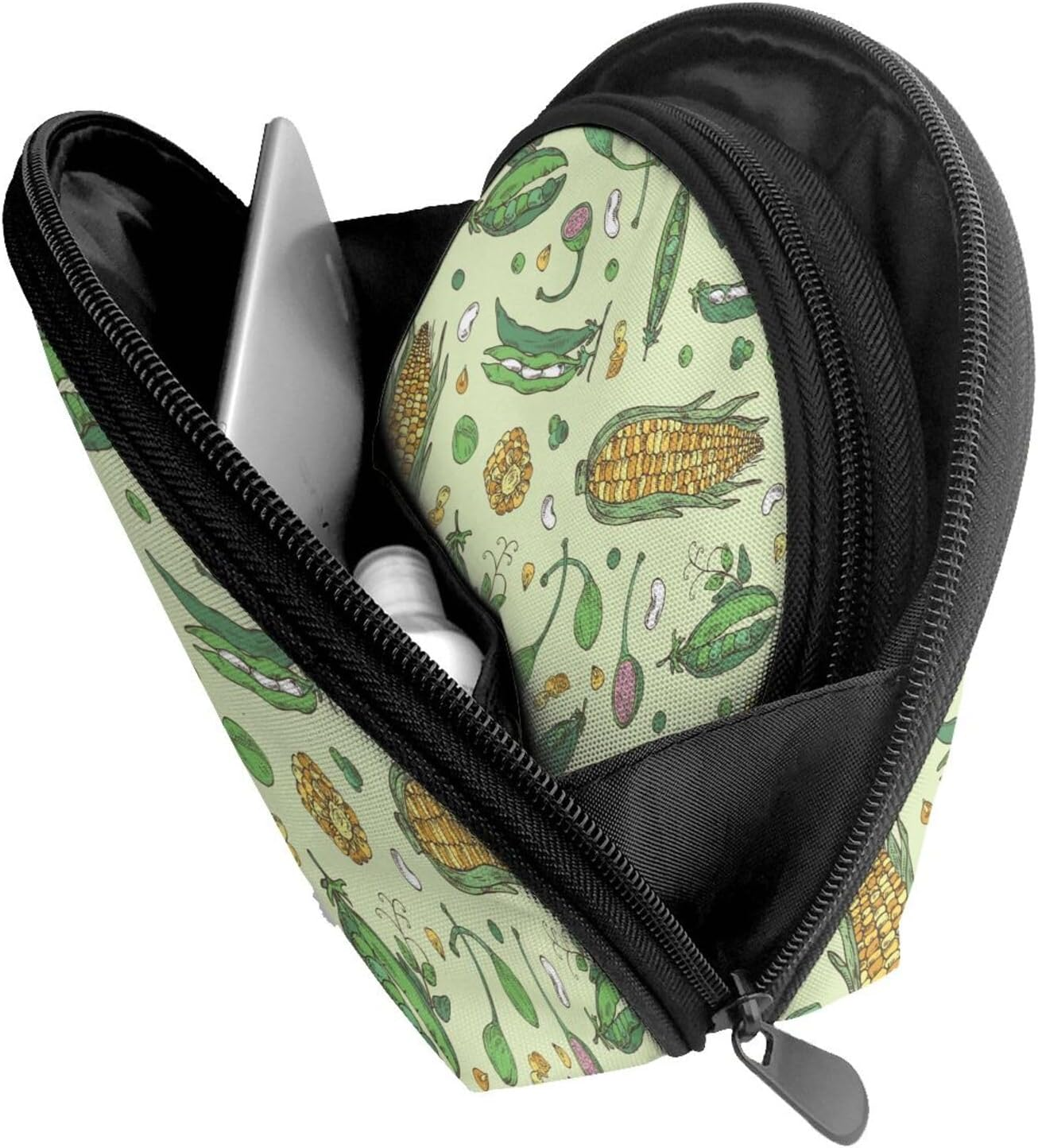 Cozimangoe Coin Pouch Makeup Bags Set, 2 Piece Shell Shape Cosmetic Bag with Pockets for Daily Travel Handbag Lipstick Keys Toiletry, Personalized Corn Peas Pod Beans Pod Caper image number 2