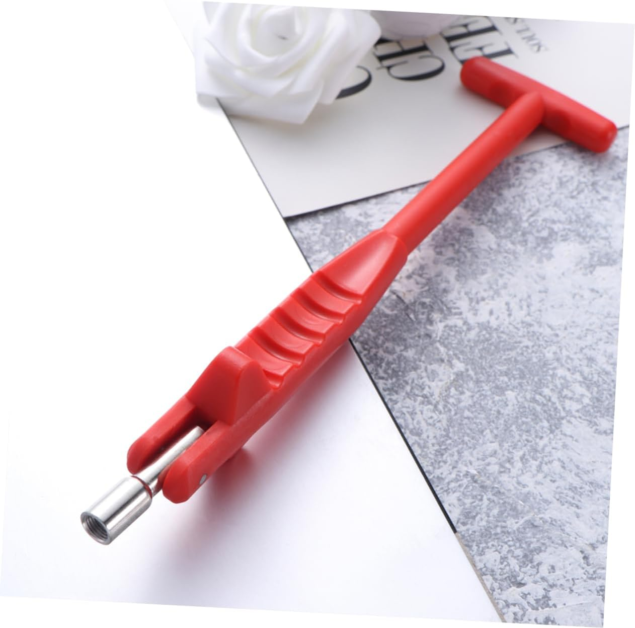 Beatifufu Valve Tool Kit for Automotive Tyre Mouth Repair Tool Plastic Handle Nonslip Steel Shaft Easy Installation Removal