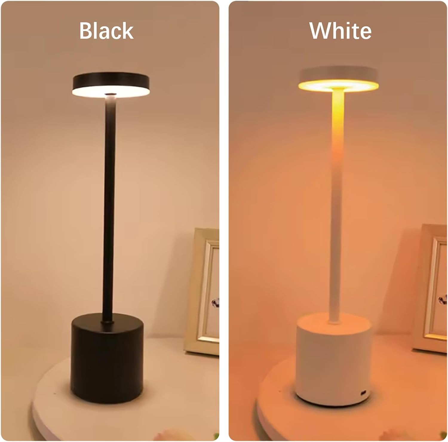 Shenzhi Tech LED Table Lamp, USB Rechargeable, Touch Control, 3-Colour Dimmable Night Light (Black) image number 3