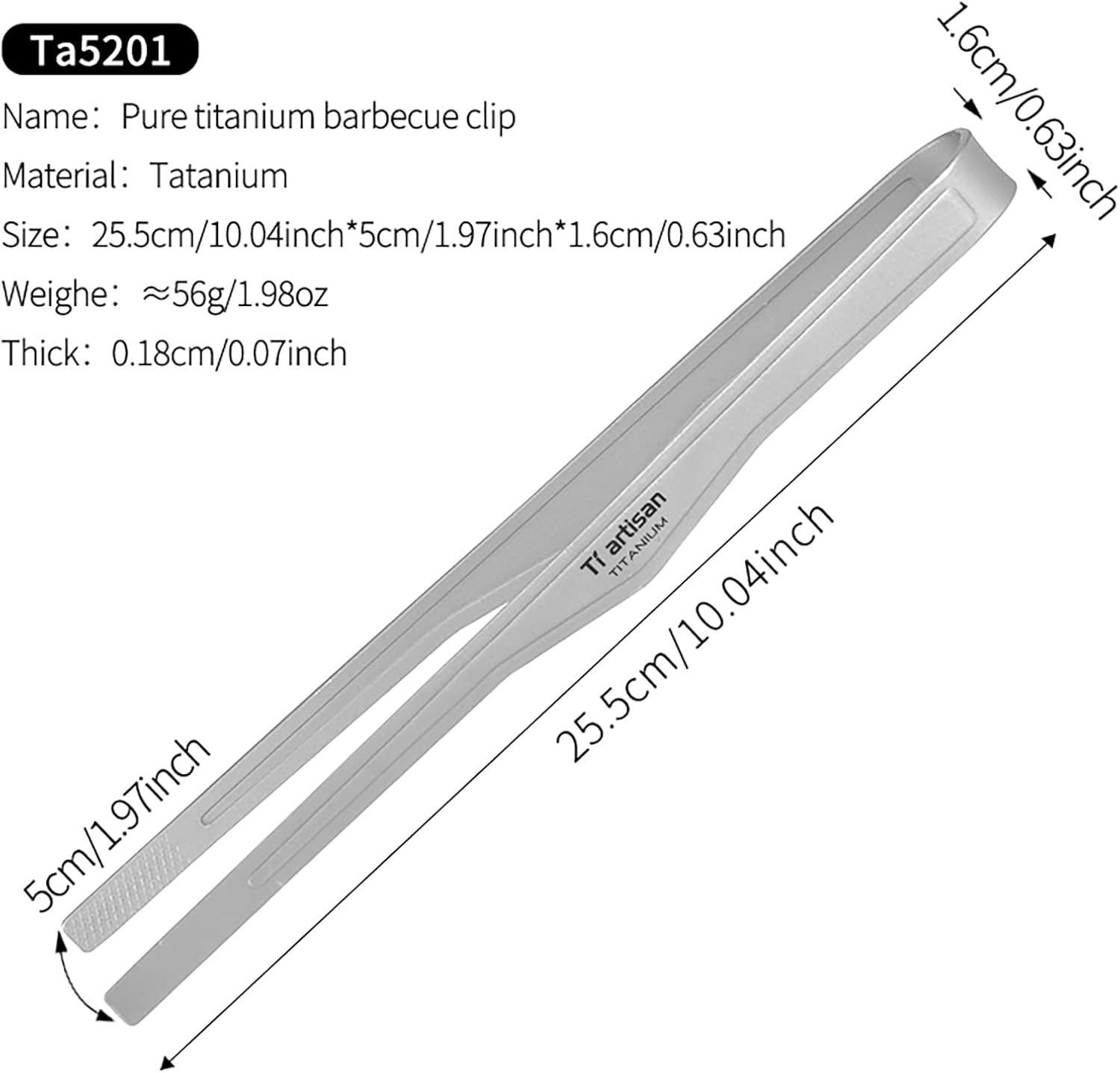 Tiartisan Titanium Ultralight Grill BBQ Tongs Multipurpose Tweezer for Kitchen Food Tongs Buffet Salad Steak Clip Grill Tong