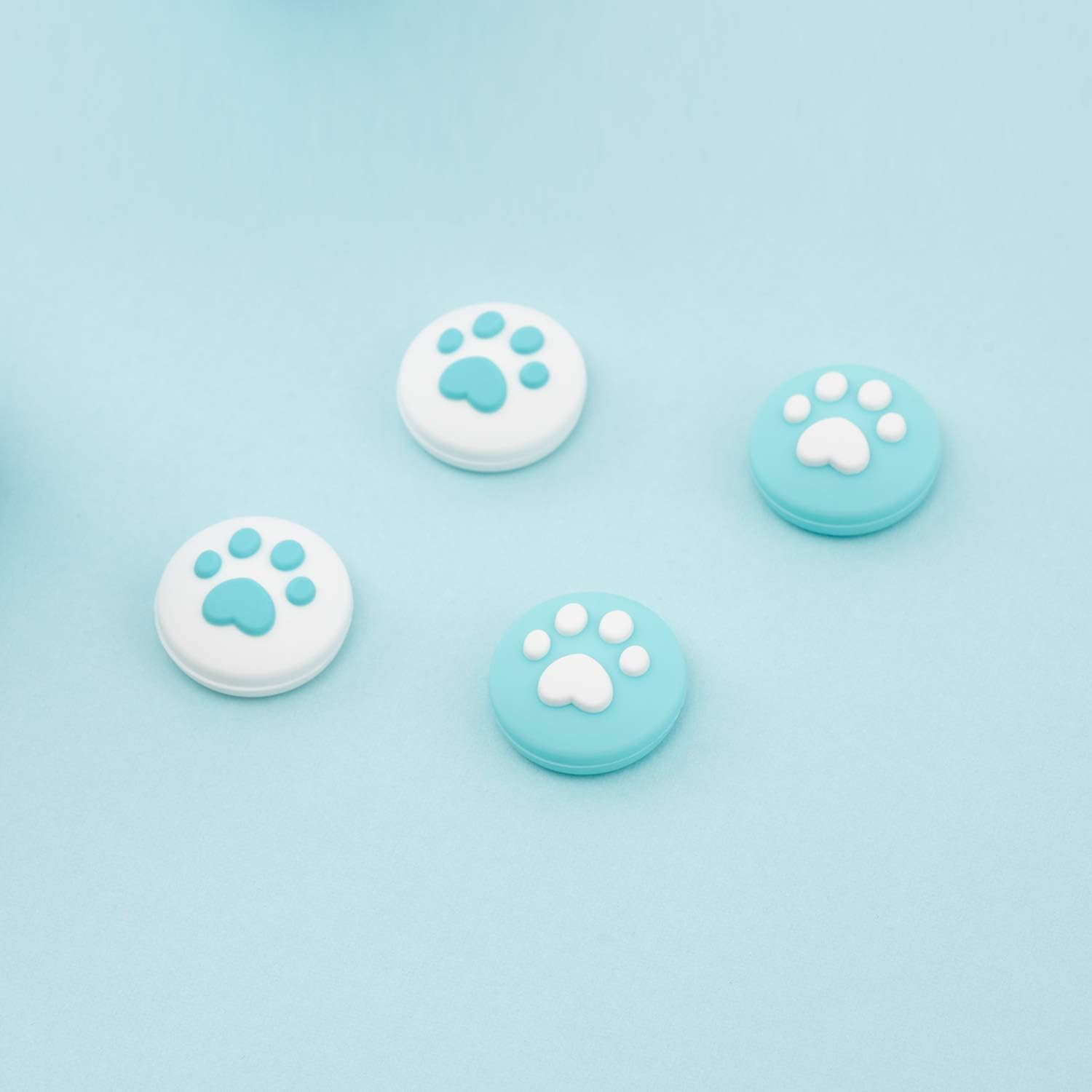 Geekshare 4PCS Silicone Cat Paw Game Console Thumb Grip Set Joystick Caps Compatible with Switch/Oled/Switch Lite (Lake Green) - Pink image number 4