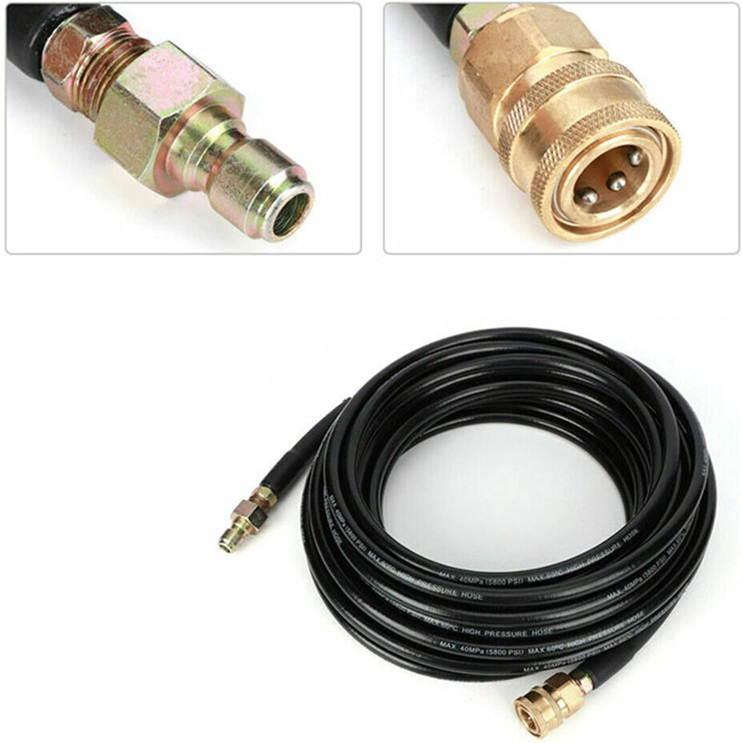 Eacam 5800PSI 50Ft High Pressure Washer Tube Cleaning Hose 3/8Inch Quick Connector image number 6