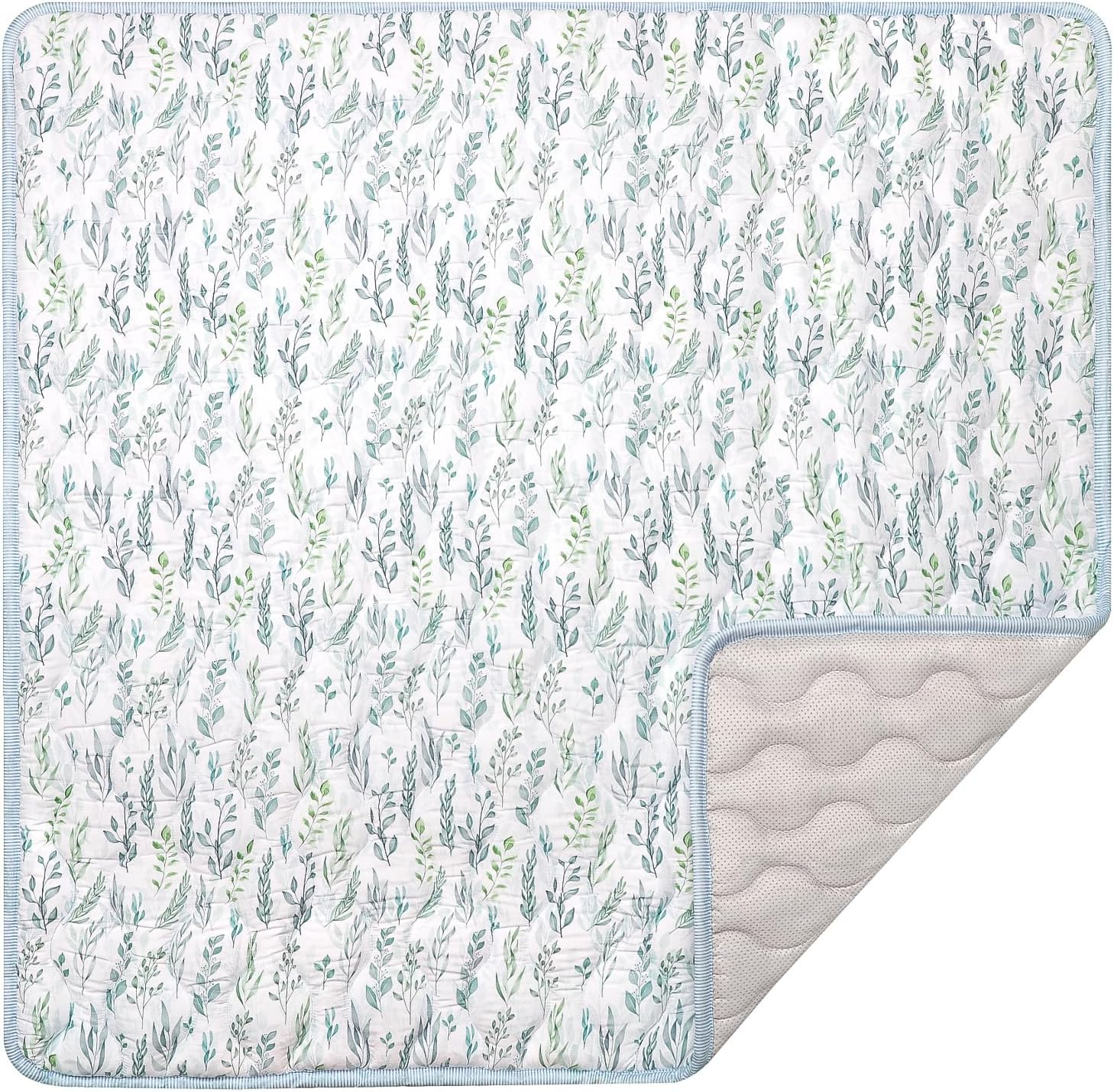 DILIMI Baby Play Mat, 127 X 127 Cm Foldable Non-Slip Activity Playmats for Floor, Soft Crawling Mat for Babies,Toddlers, Infants(Green Leaf) image number 2