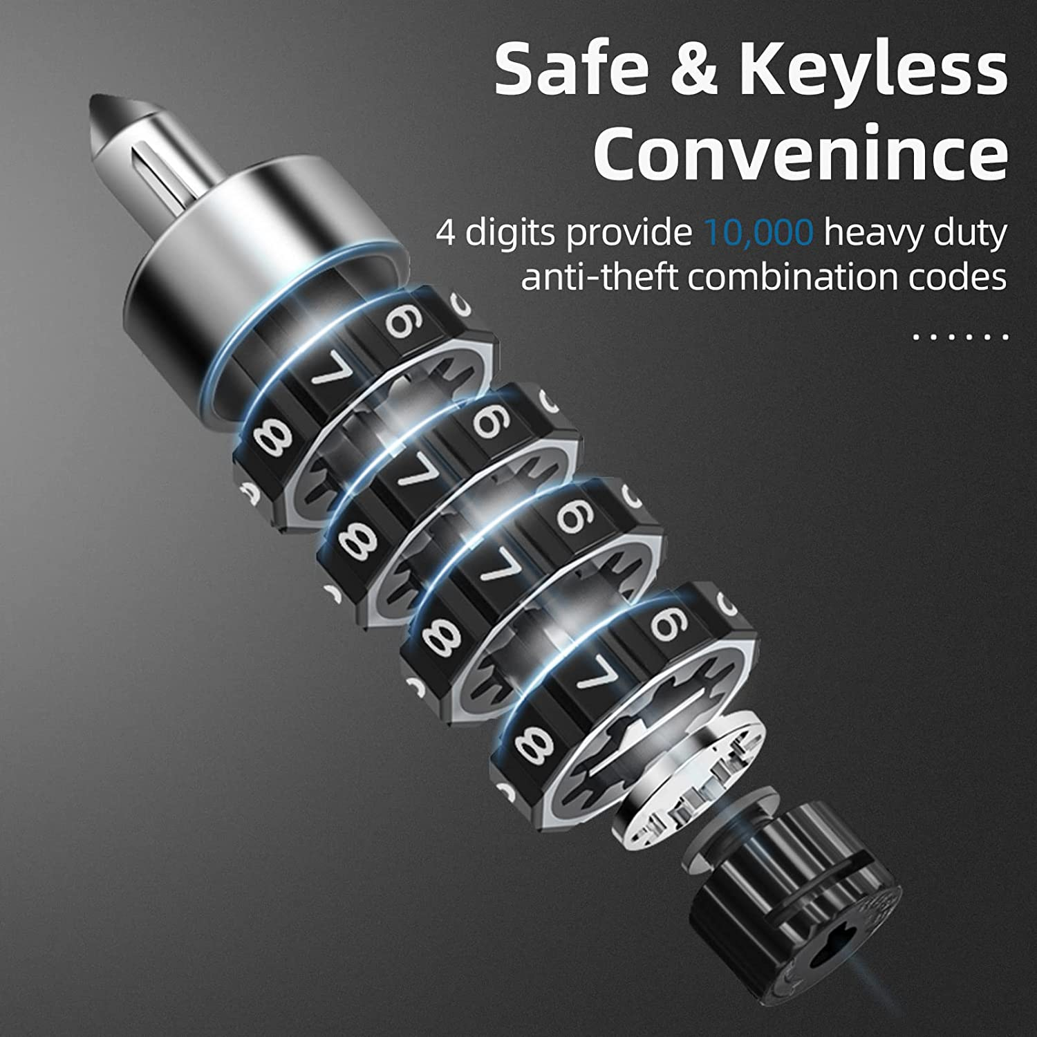 ROCKBROS Bike Lock Chain Bicycle Lock 3.2FT Security Anti-Theft Bike Chain Lock Resettable Combination Bicycle Chain Lock Bike Locks for Bike, Motorcycle, Bicycle, Door, Gate, Fence, Grill with 2 Keys image number 2