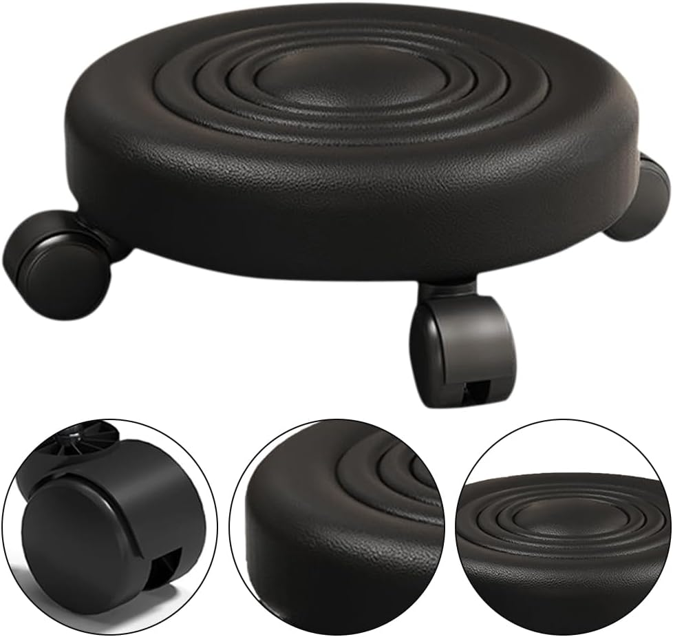 Rolling Stool with Wheels, Durable Metal Stool, Portable Step Stool, Minimalist Design for Home, Office, and Learning Space, Stylish Black Home Office Decor image number 6