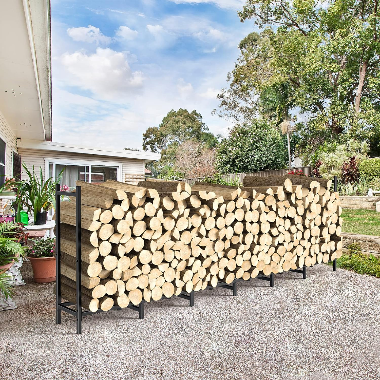 LIANTRAL Firewood Rack Outdoor 8-Ft Heavy Duty Firewood Rack Stand Log Holder Fireplace Wood Storage Stacker Outside image number 1