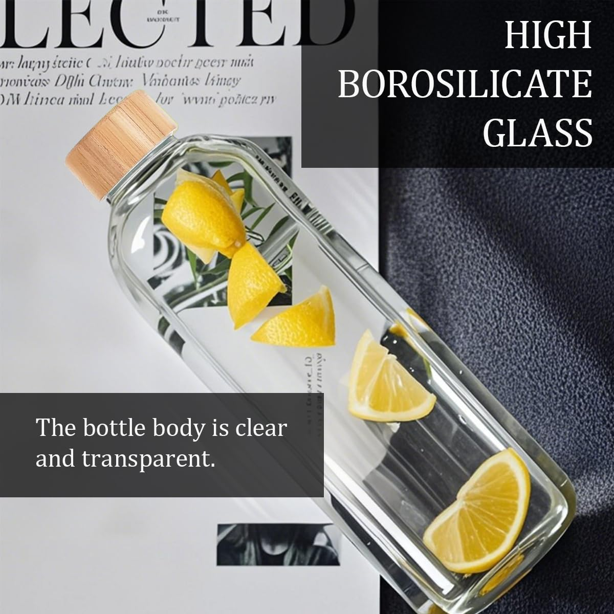 Blissify 1L High Borosilicate Glass Water Bottles with Bamboo Lids, 2 Pack Glass Juice Bottles, Reusable Drinking Bottles for Hot Cold Drinks, Home, Office, Gym & Outdoors image number 3