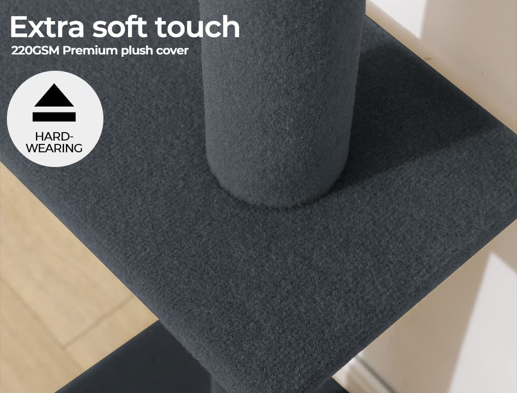 Pawz Scratching Post Furniture Condo Tower House High Ceiling Cat Tree Scratcher, Black