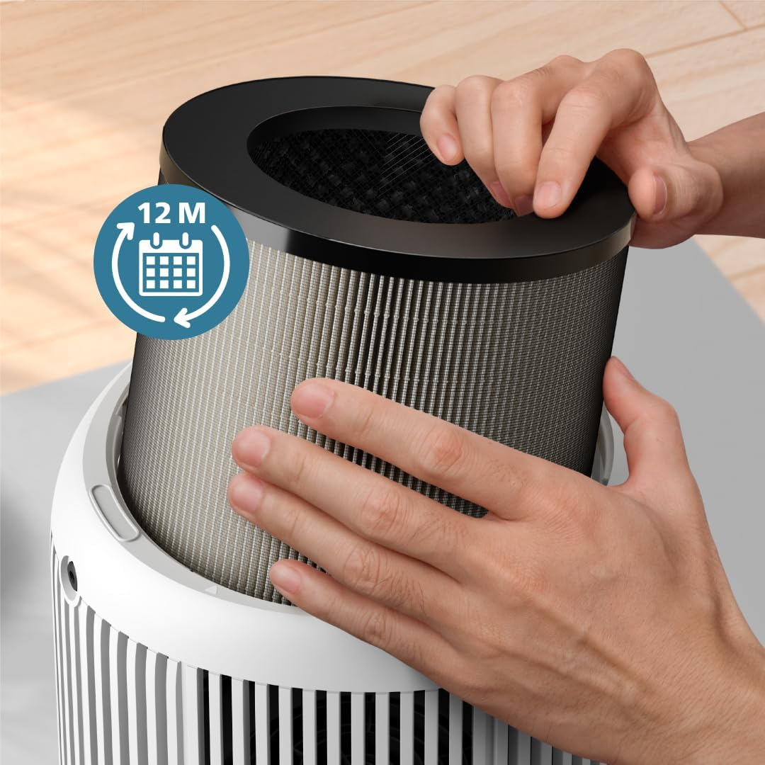 Philips Original Replacement Filter for 900 Series AC0950 and AC0951 Air Purifiers, HEPA Nanoprotect + Active Carbon, 12 Months Lifetime, Black/White (FY0910/30) image number 2