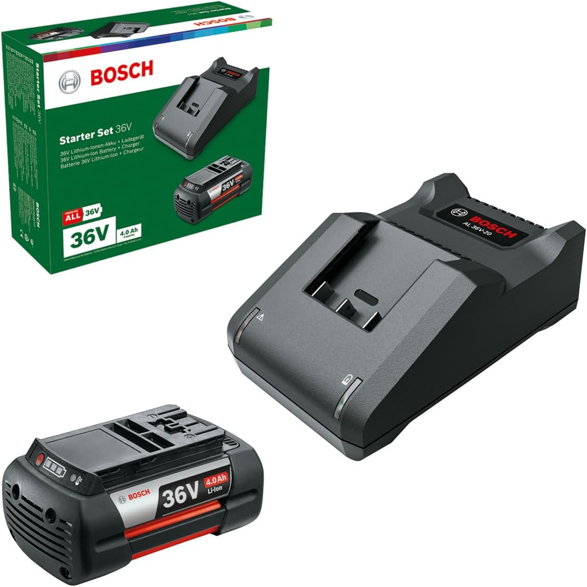 Bosch Home & Garden 36V 2.0 Ah Li-Ion Battery & Charger Starter Set 36V Power for All (DIY Home and Garden Tools) image number 5