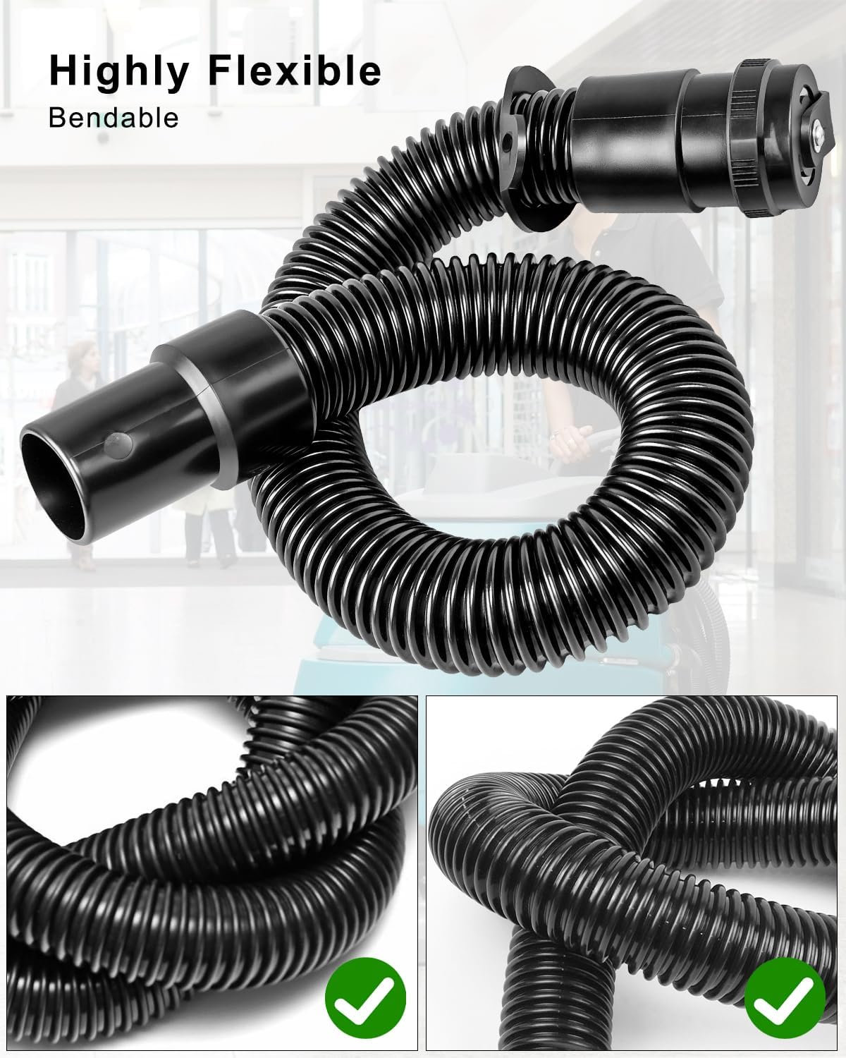 Highly Flexible Drain Hose Fit for Tennant T3 T5 Replace 1043538, Black image number 3