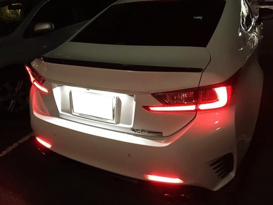 Ijdmtoy Dark Smoked Lens 30-SMD Full LED Rear Bumper Reflector Light Trim Compatible with Lexus IS-F RC250 RC350 RC-F GX470 RX300 Nx200T NX300 NX-F, Function as Tail or Rear Fog Lights image number 5
