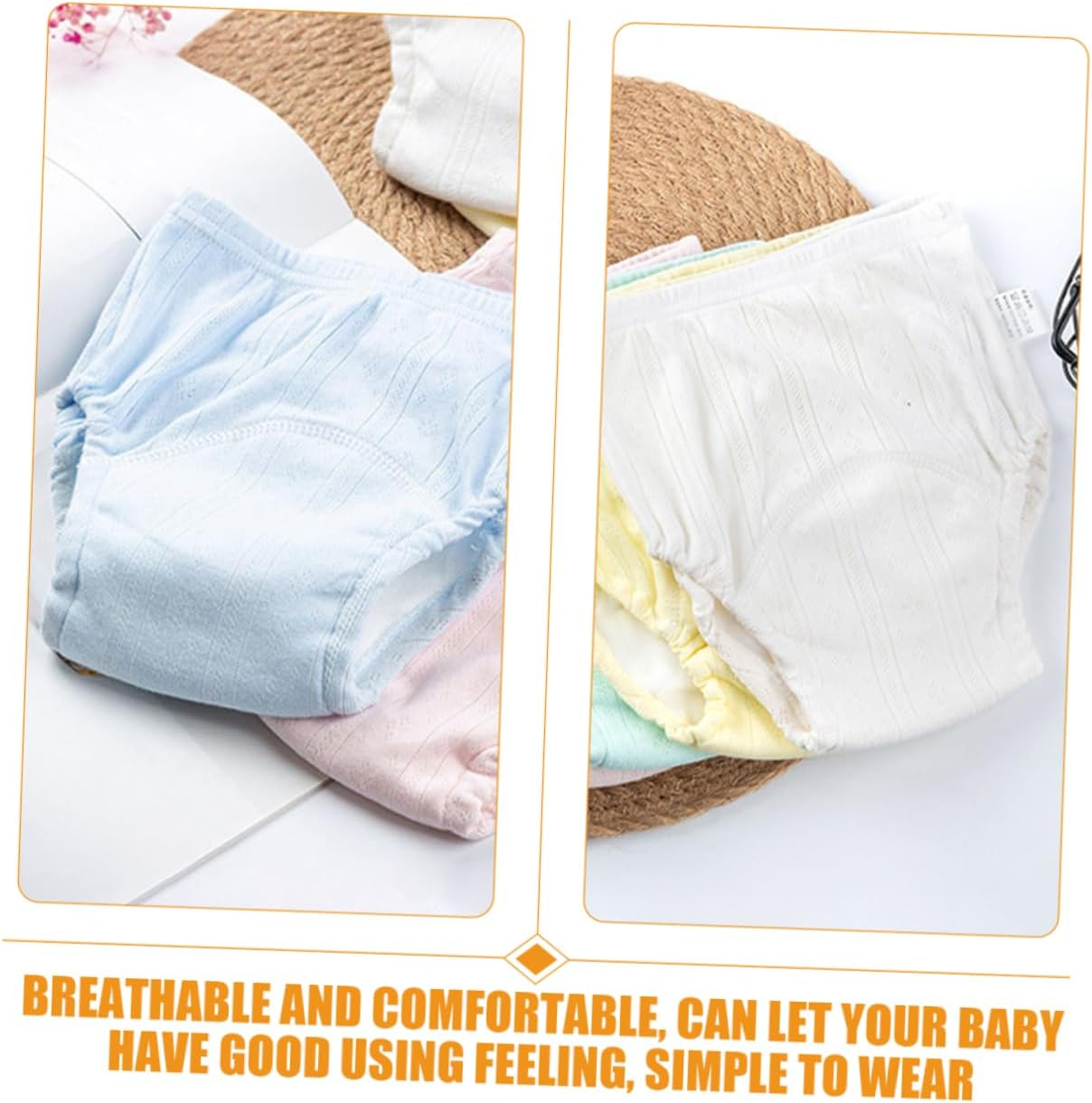 Vaguelly 2Pcs Cotton Reusable Diaper Pants Soft and Breathable Cartoon Training Pants for Boy Girl Washable Nappy for Toilet Training Mixed Colors Variations image number 3