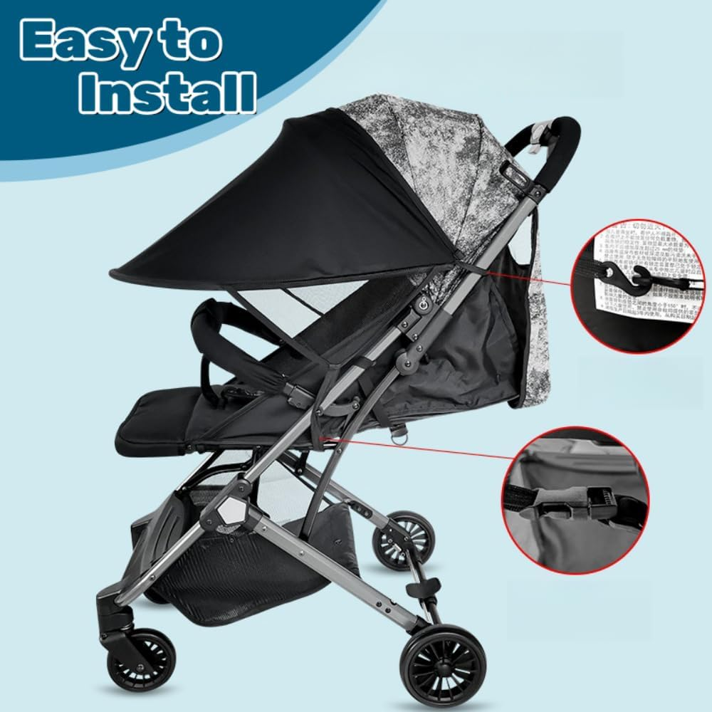 HALOULENI Pram Sun Shade Cover Universal Baby Sunshade UPF 50 + Adjustable Sun Shade Canopy Breathable Pram Sun Shade for Pushchair Stroller Buggy Pram image number 5