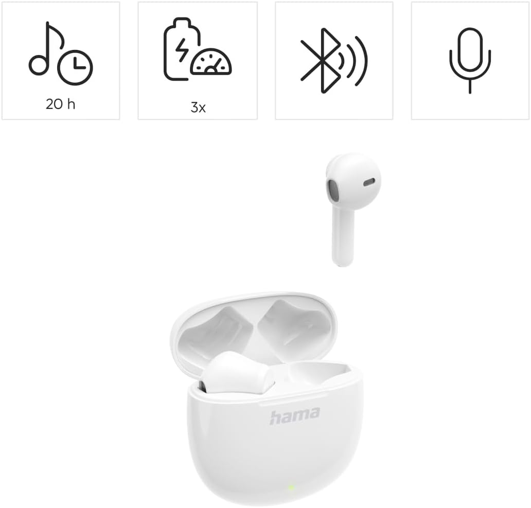 Hama Action One True Wireless Earbuds Bluetooth Headphones - White - Black image number 5