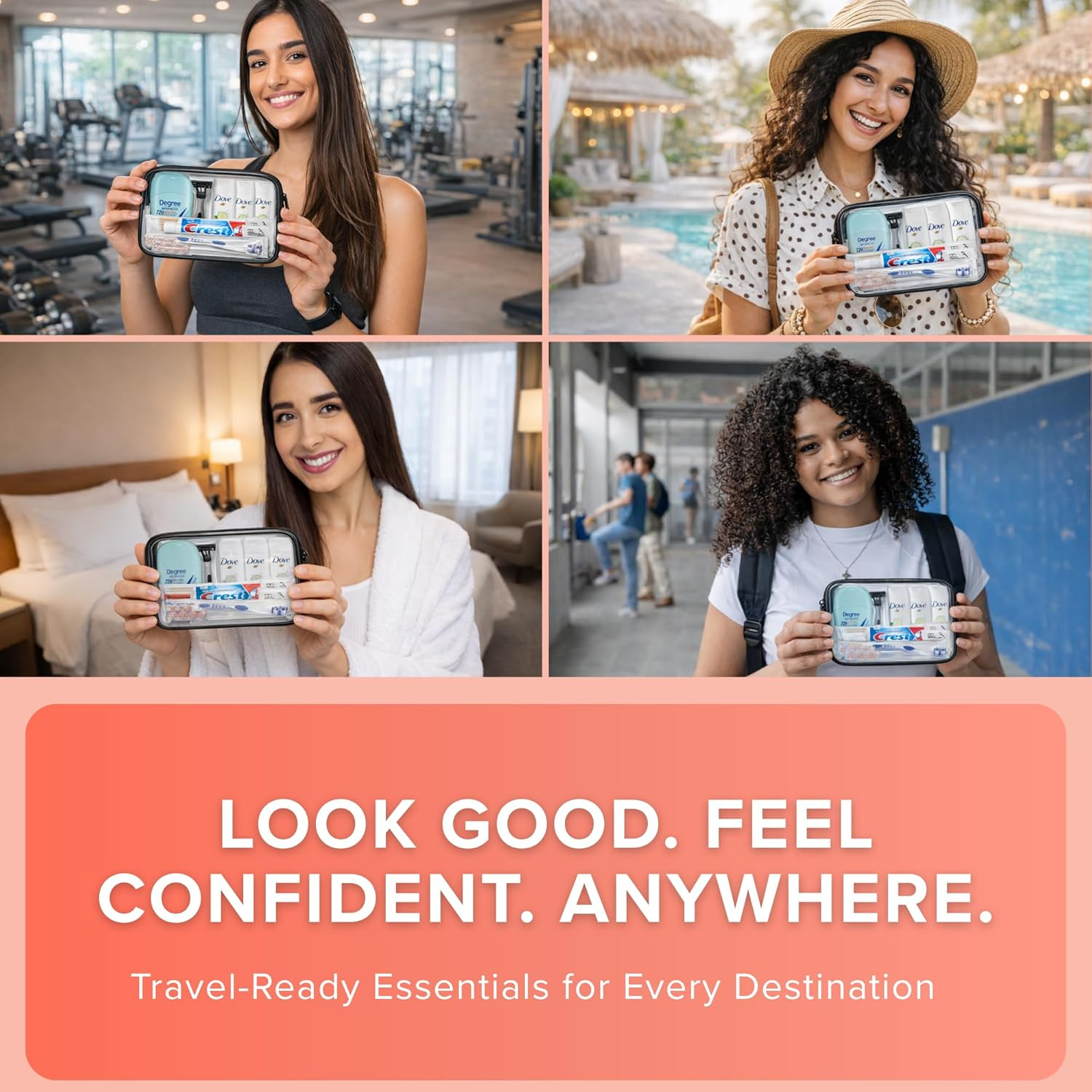 Trektote Travel Toiletry Kit for Women &ndash; 12 Piece Set of Travel Size Toiletries, TSA Compliant, Travel Essentials, Includes Shampoo and Conditioner, Body Wash, Toiletry Bag & More image number 2