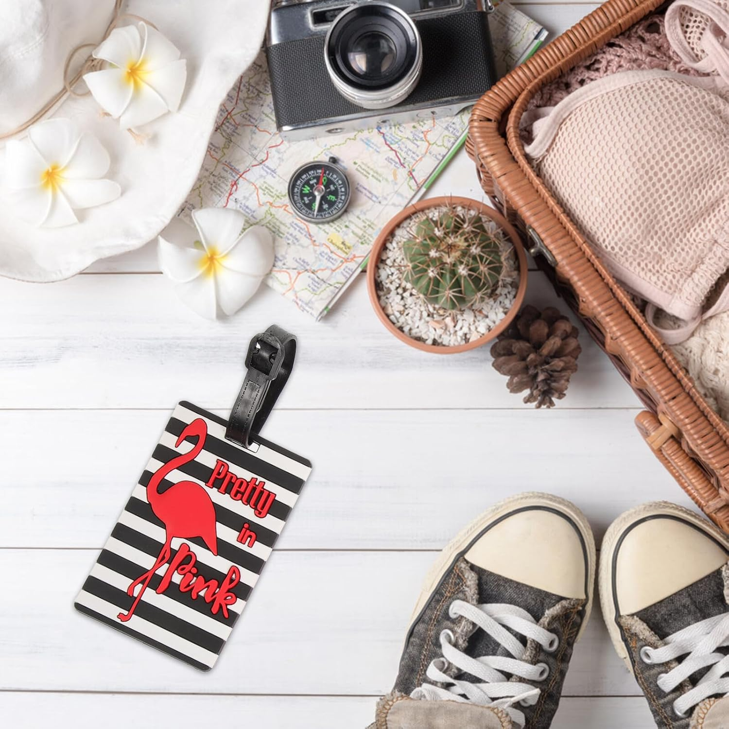 GAXIRE 10 Pcs Cute Cartoon PVC Luggage Tags for Suitcases with Writable Id Card Travel Bag Identifiers for Women Funny Patterned Suitcase Tags for Easy Spotting image number 2