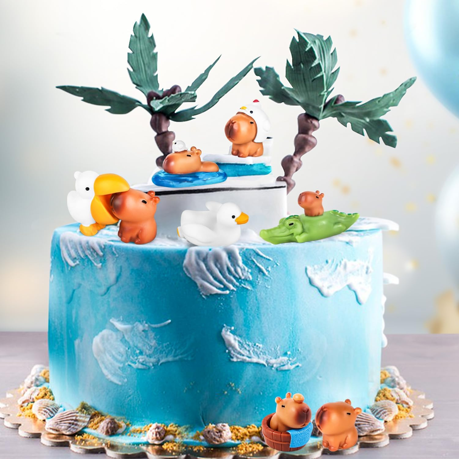 10 Pack Mini Capybara Figures Cake Toppers,Miniature Cute Capybara Fairy Fairy Garden Decoration for Kids Birthday Baby Shower Party Cake Dollhouse Desktop image number 2