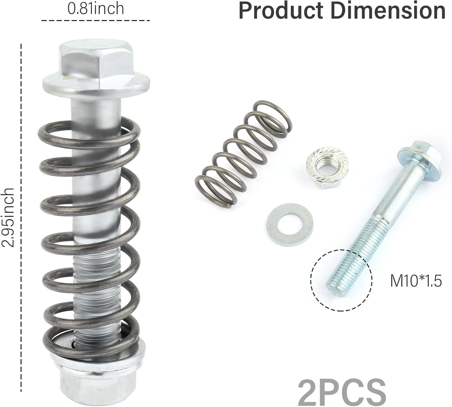 M10X1.5X75Mm Exhaust Bolts and Nuts Kit,Includes 2 Sets Exhaust Manifold Bolts+Exhaust Springs+Nuts+Gaskets,Auto Parts Replacement Exhaust Bolt and Spring Hardware Kit (M10X1.5) image number 6