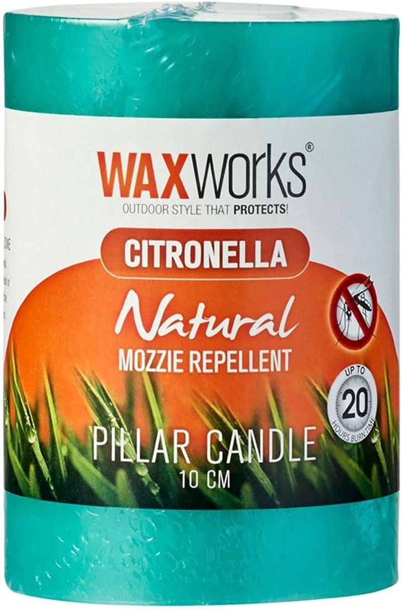 Waxworks Citronella Pillar Candle - 20 Hour Burn Time Mosquito Repellant Candle for Outdoor Use - Long Lasting Citronella Candle - Assorted Colours image number 4