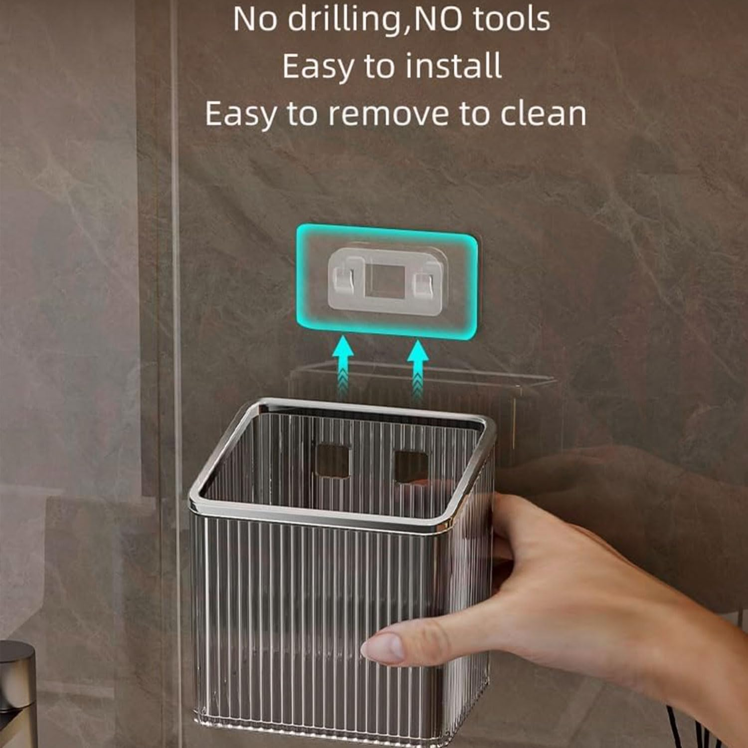 YIRANJIA 2-Pack Adhesive Shower Organizer for Bathroom Tooth Brush,Toothpaste,Razor,Makeup Brush,Cosmetic Bucketsilver image number 3