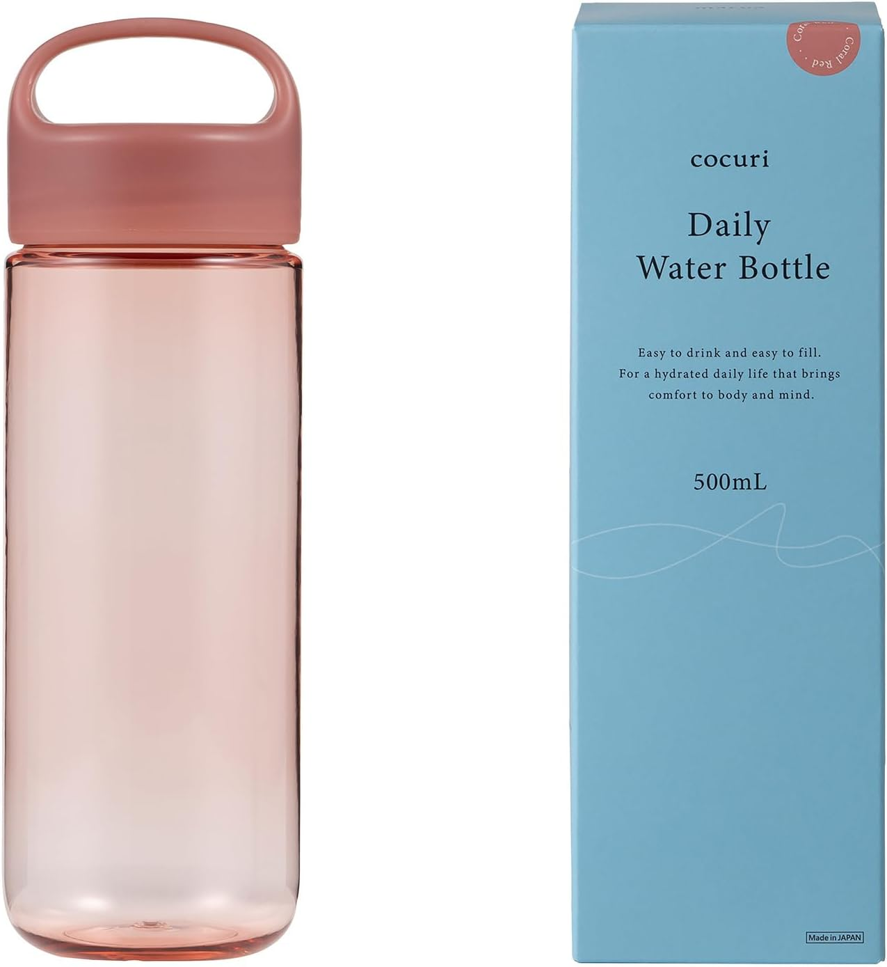 Marna Daily Water Bottle, 16.9 Fl Oz (500 Ml) (Washerless) Smooth Mouth Feel like Glass (Lightweight/Dishwasher Safe), Water Bottle, Drink Bottle (Made in Japan, Easy to Clean), Spring Blue K795B