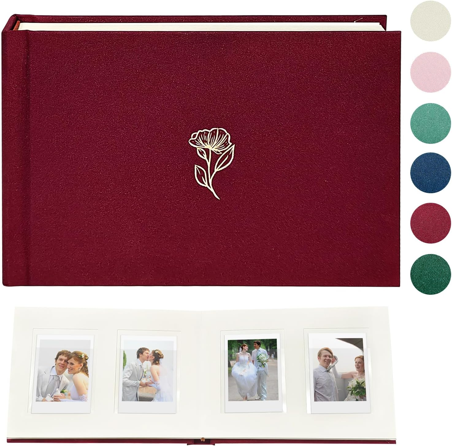 Instax Mini Photo Album Hardcover with 52 Pockets - Extra Wide Writing Space for Fujifilm, Polaroid, HP Sprocket & KPOP Photo Cards, Kuword Premium Acid-Free Photo Book Gift (Beige)