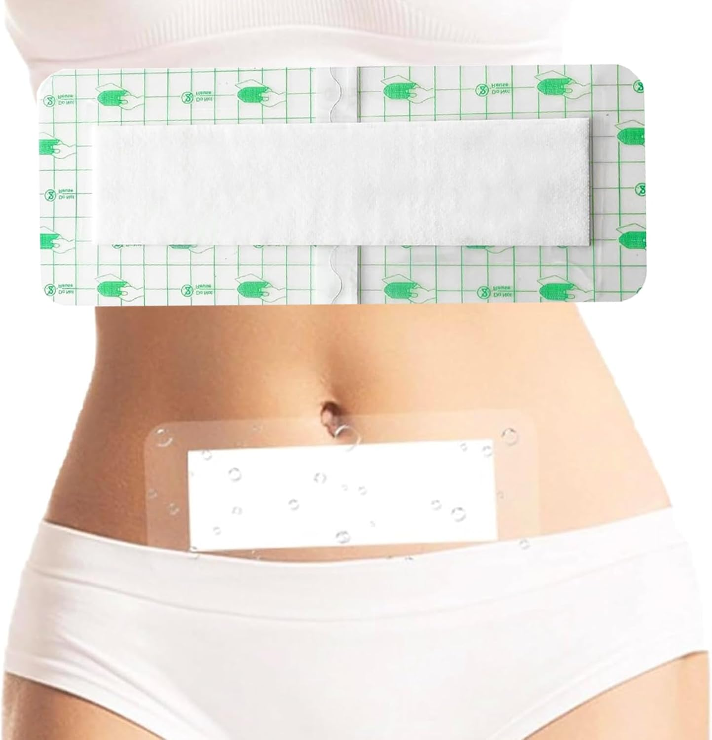 Film Wound Incision Island Dressing,Waterproof Bandage Gauze Absorbent Patche,Adhesive Shower Shield for after Surgery-6Pcs