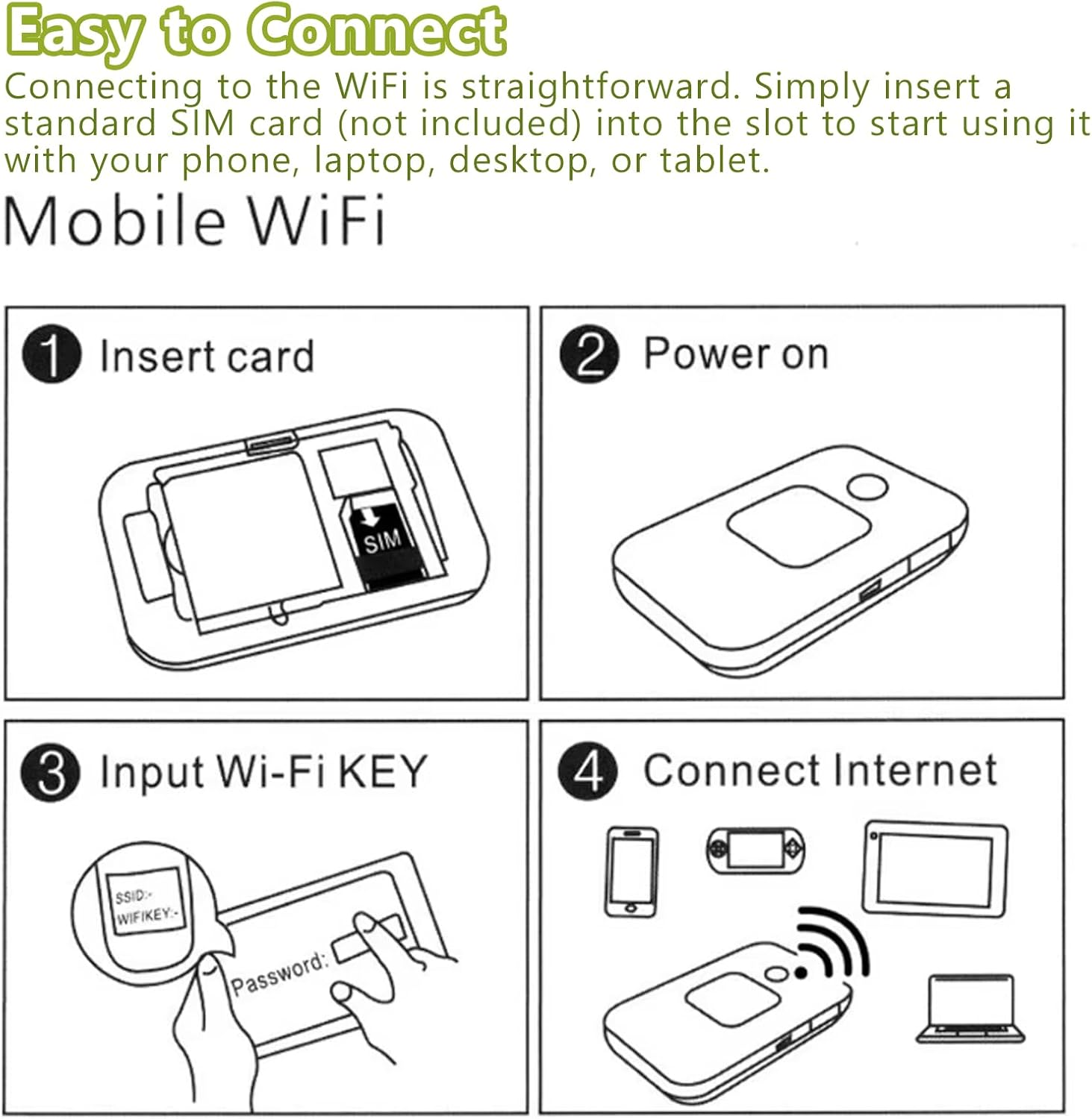 4G Portable Wifi USB Modem, 150Mbps Unlocked Mobile, Wifi Hotspot with SIM Card Slot, 2100Mah Long Lasting, Rechargeable Battery Wireless Wifi Router, Support 10 Users image number 5