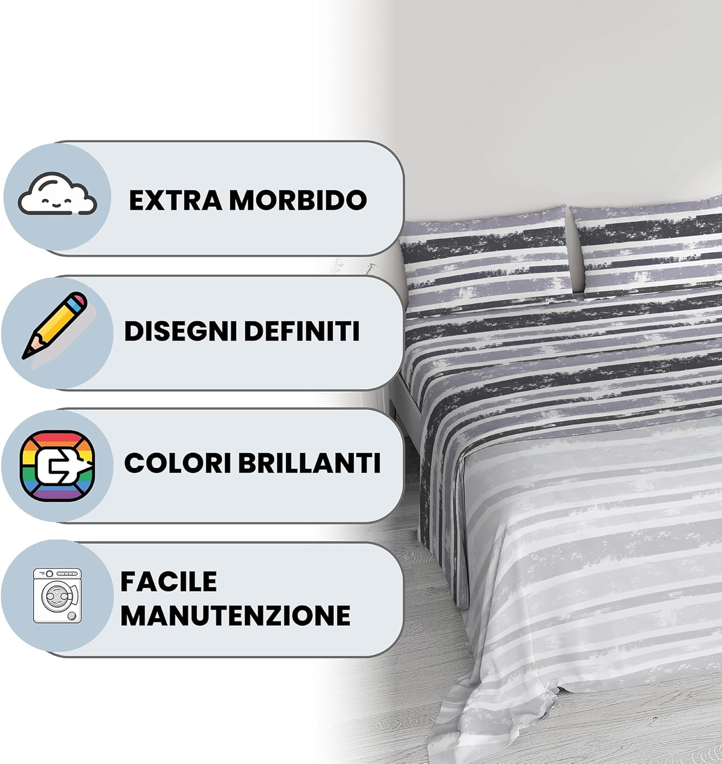 River Cotton Double Bed Sheet Set, Made in Italy &ndash; Complete Bed Set, Fitted Sheet, Top Sheet 240 X 300 Cm and 2 Pillowcases with Inner Flap (Double, Oka) image number 1