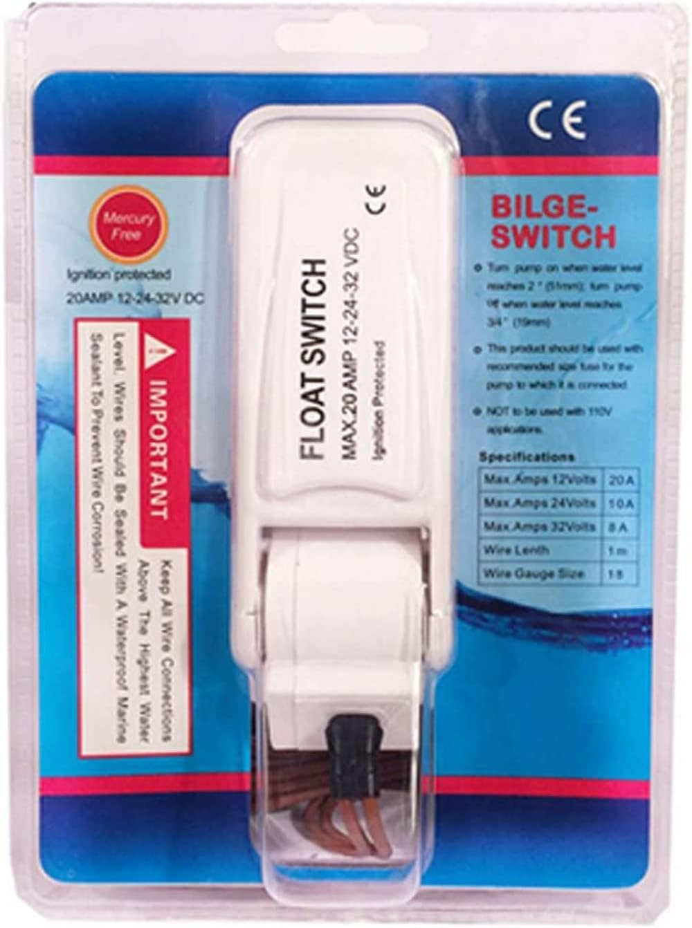 ZONADA 20A Flow Switch for 12V 24V or 32V Bilge Water Pump Auto On/Off Fresh or Sea Water for Caravan Camping Marine Fishing Boat Small Swimming Pool and Fountains image number 4