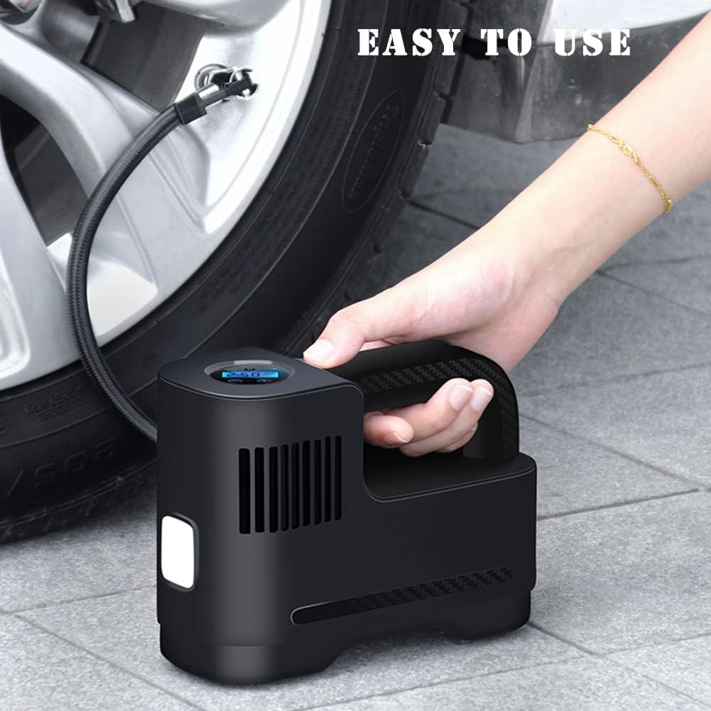 Tire Air Compressor Portable Wireless Tire Inflator Pump Digital Screen with LED Ligh for Car Bicycle Balls Kayak image number 3