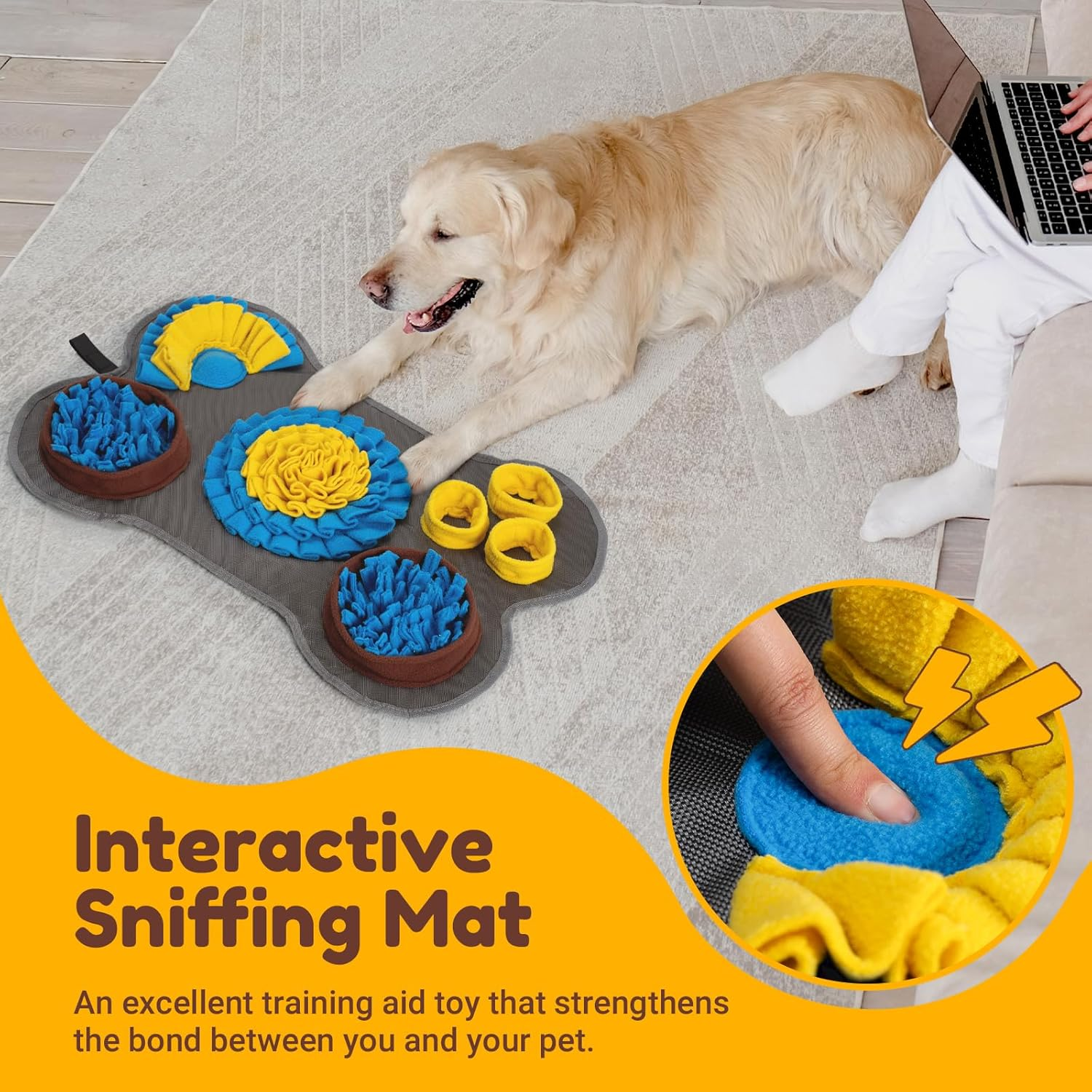 Barpor Snuffle Mat for Dogs: Small Pet Toys Mat for Behavior Training and Encourage Natural Foraging Skills and Slow Eating, 15"X22.8" image number 5