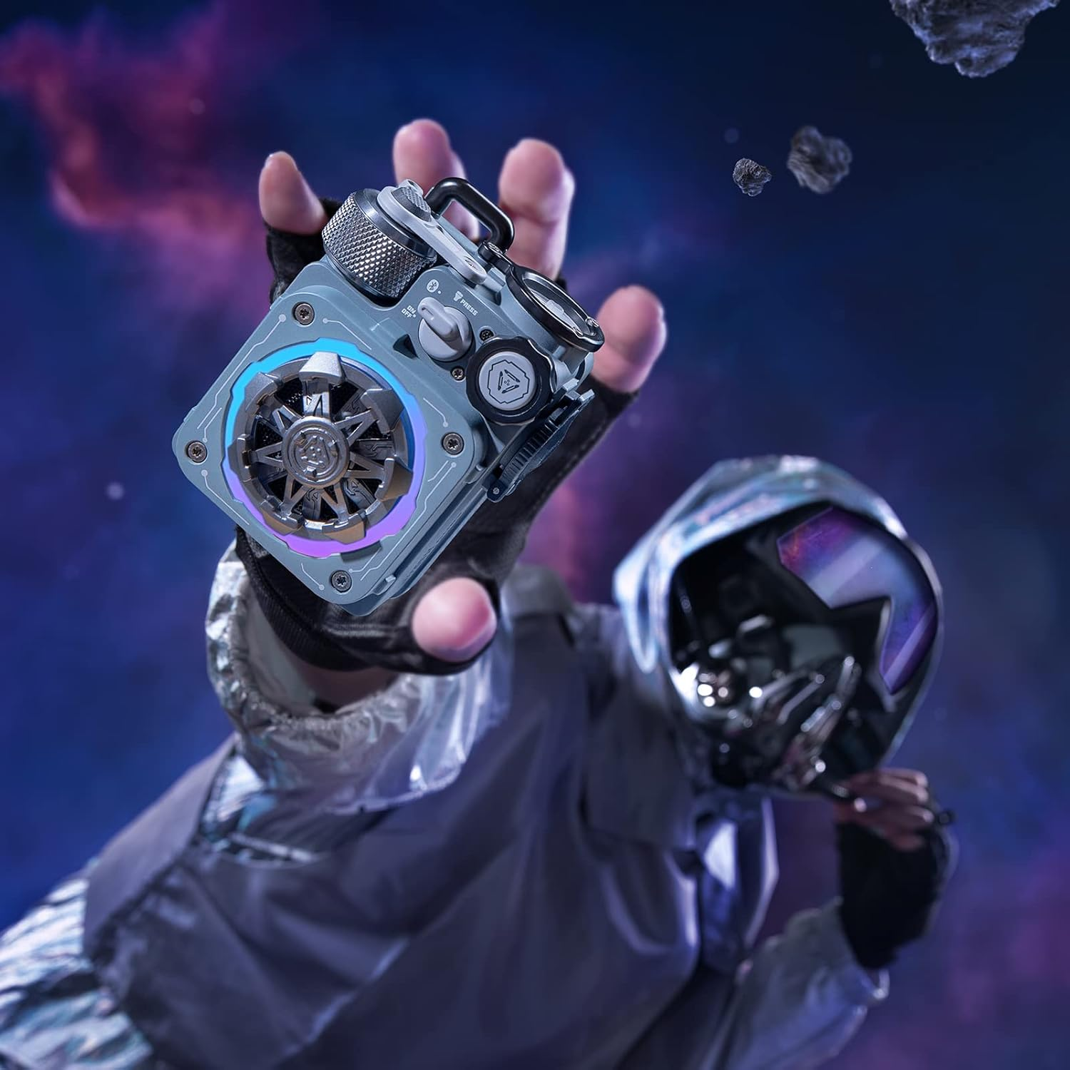 Muzen Cyber Cube-Pro Bluetooth Speaker, Bluetooth 5.0, Portable Speaker with Fidget Spinner, Crystal Clear Sound with RGB Led Light Wireless Speaker, Waterproof Speakers for Indoor Outdoor image number 1