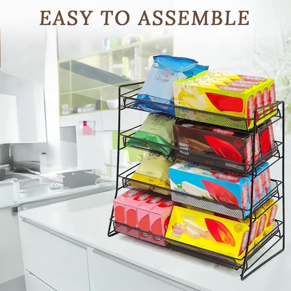 Four-Layer Candy Display Rack, Countertop Potato Chip Storage Rack, Multi-Layer Mesh Metal Snack Storage, Suitable for Countertops, Offices, Theaters, Kitchens and Stores image number 5
