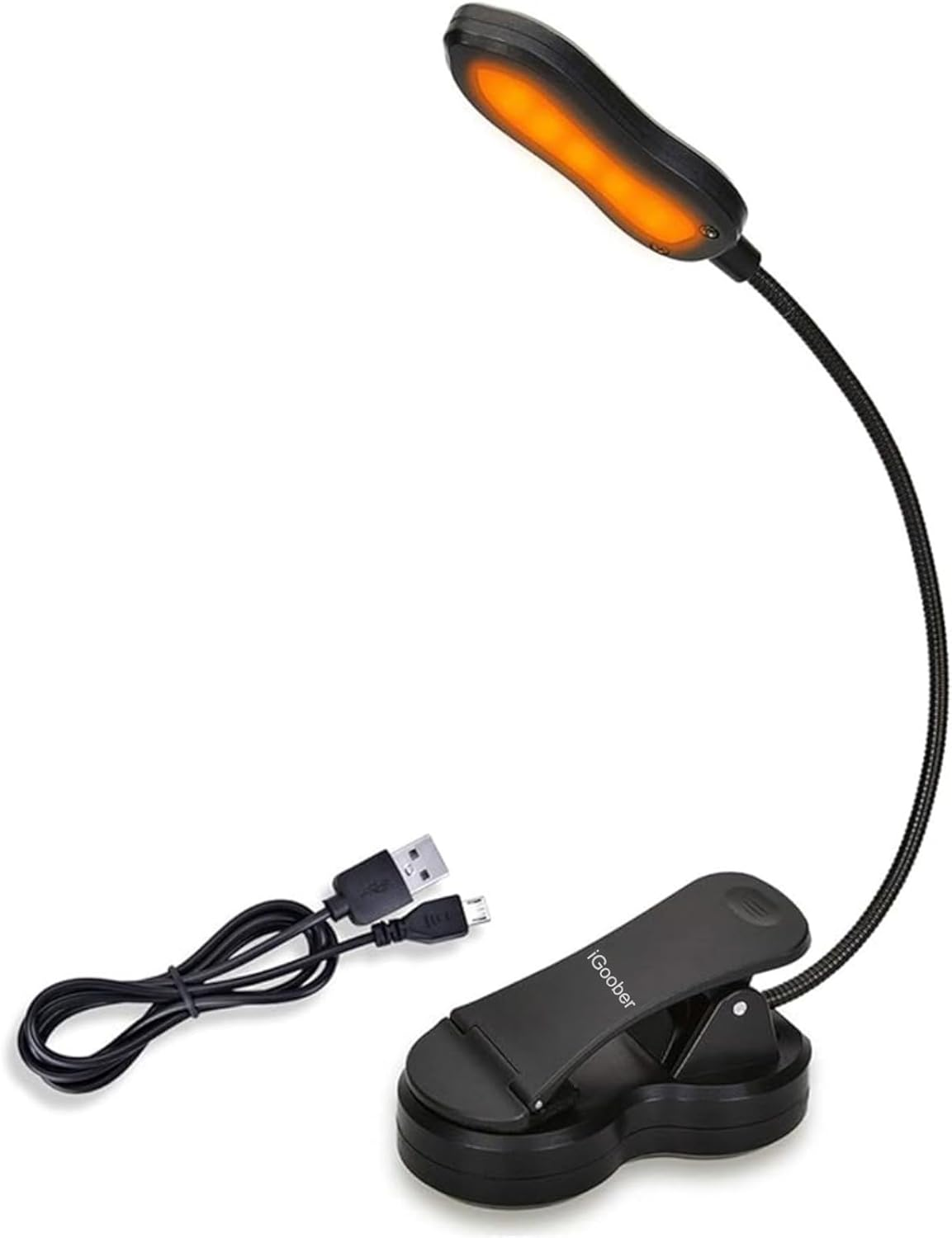 Igoober Amber Book Light, Rechargeable Blue Light Blocking Reading Light, Clip on Book Lamp, 3 Brightness Eye Care Sleep Aid Lights, for Kids, Bookworms and Kindle image number 3