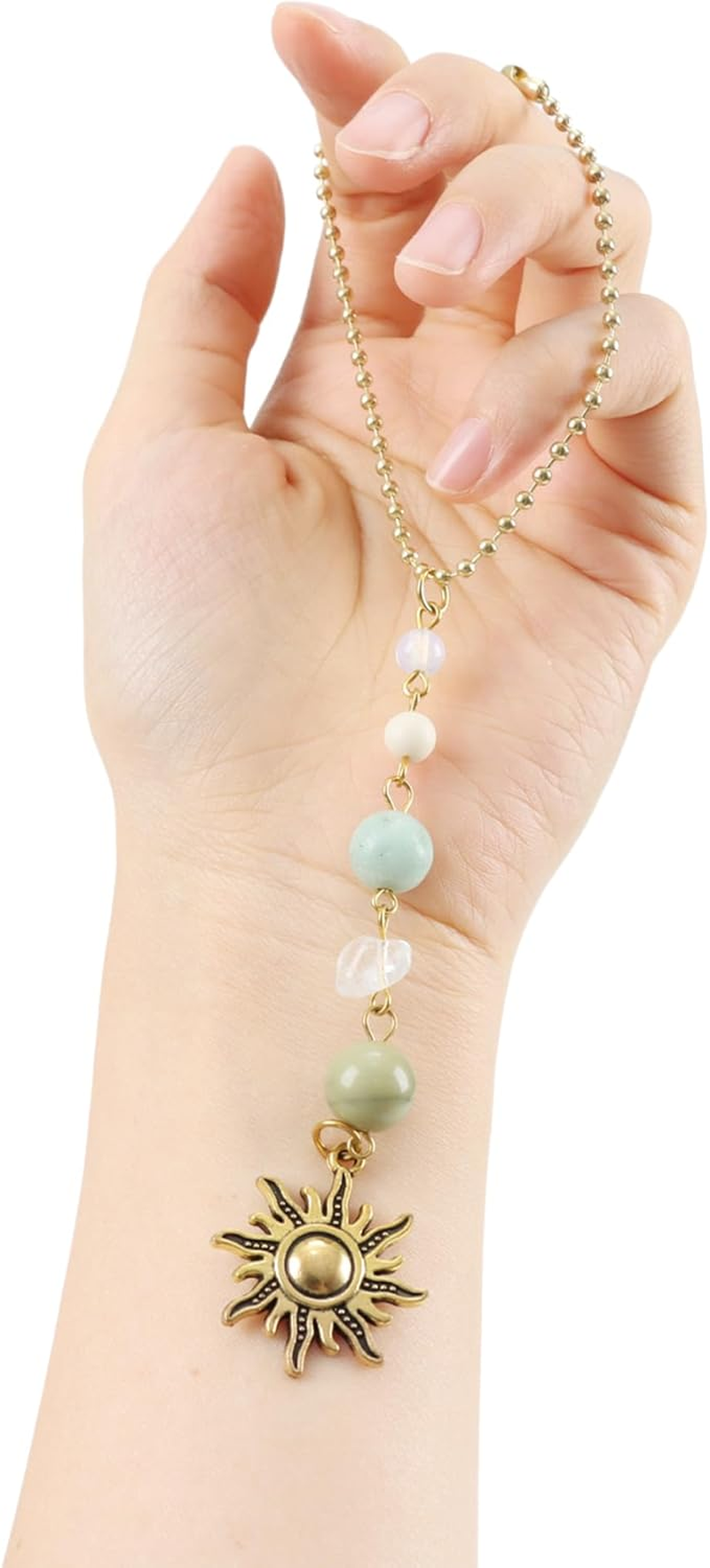 Sun Car Hanging Decor, Handmade Crystal Decorations Car Rear View Mirror Hanging Accessories, Cute Car Accessories for Women