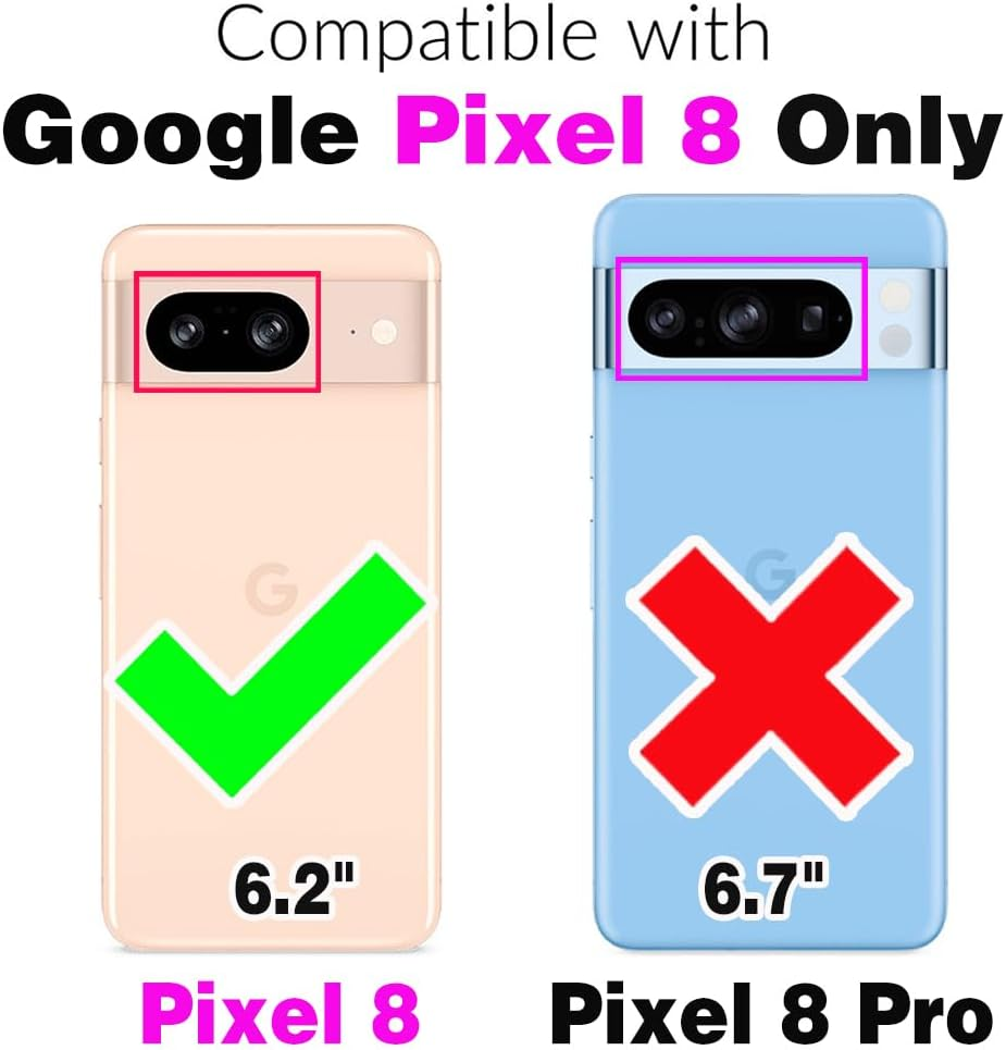 Asuwish Phone Case for Google Pixel 8 5G Compatible with Magsafe Tempered Glass Screen Protector Cell Cover Stand Rugged Shockproof Clear Magnetic Protective Pixel8 Eight Women Men (Black+Black) - (Black+Black) image number 5