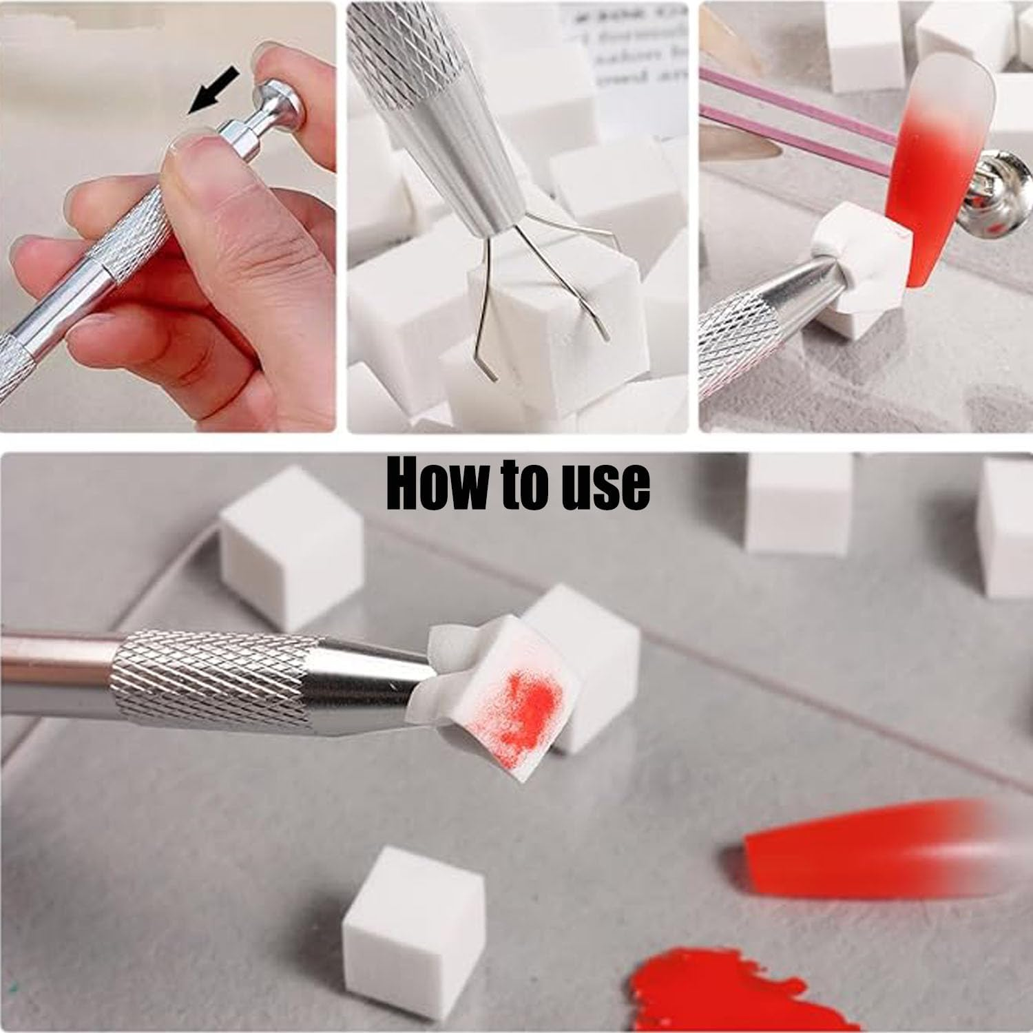 Mtxorvix 50PCS Soft Nail Sponges for Ombre and Blush Nail Art, Nail Buffer Block, Professional Gradient Sponge Set with Grabbing Pen, Manicure Accessories for Nails image number 2