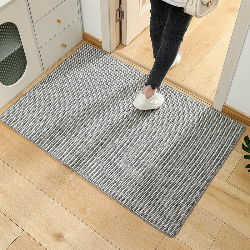 PCSWEET HOME Indoor Door Mat 60 X 90Cm Non-Slip Entryway Rugs Washable Entrance Doormat for Front Porch Bathroom Kitchen Bedroom Absorbent Dirt Resistant Low Profile Floor Mats, White/Grey image number 4