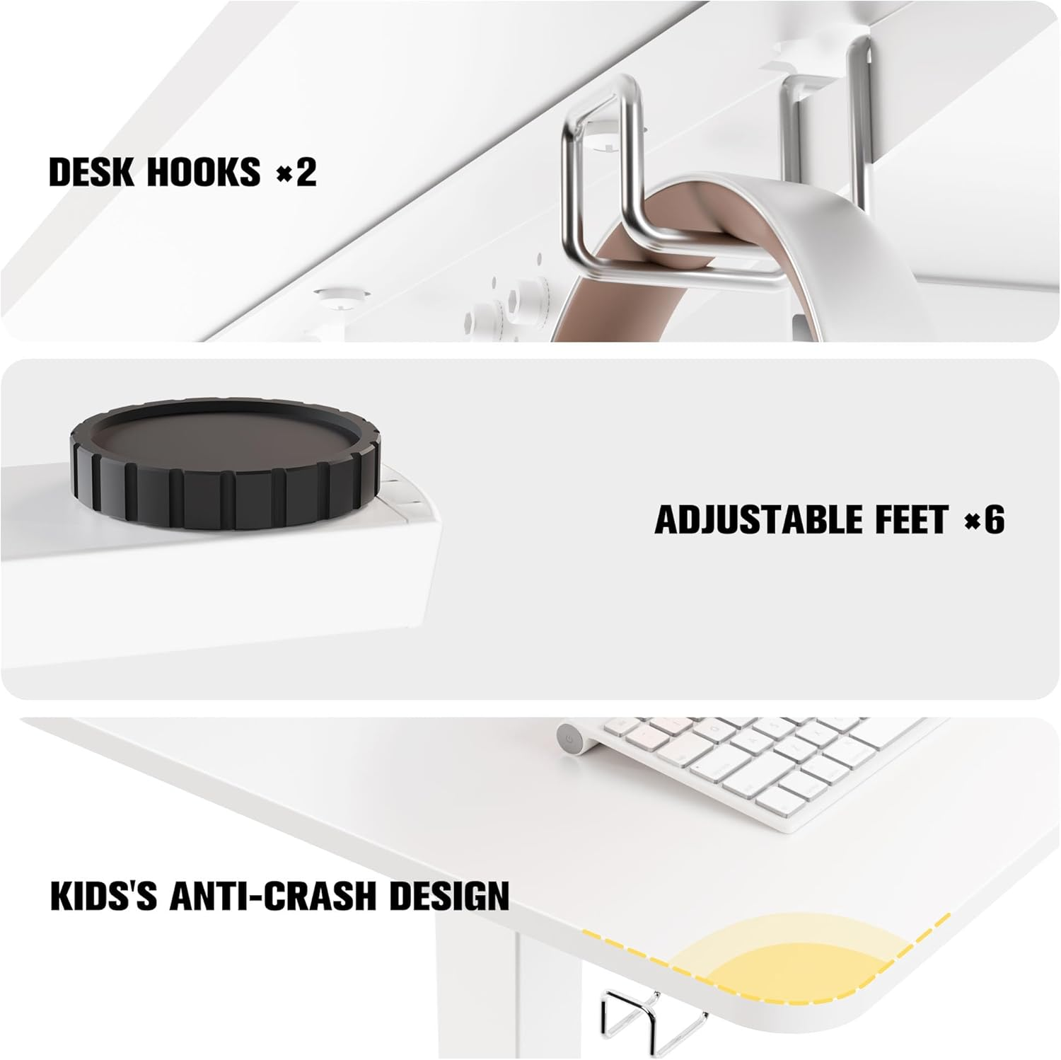 ERGOMAKER Corner Electric Standing Desk, 129 * 50Cm Height Adjustable L Shaped Desk, Stand up Desk with Splice Board, Sit Stand Desk with Memory Smart Handset(White Frame + White Desktop) image number 3