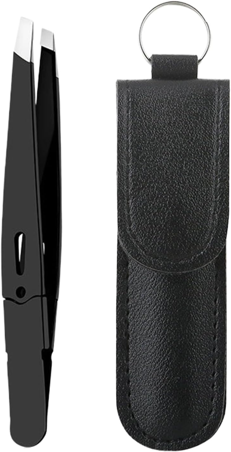 Tweezers for Men | Stainless Steel Facial Hair Grooming Tool | Slanted Brow Plucking Tool - for Chin Lash Face Grooming Plucking Purse Travel Women Men