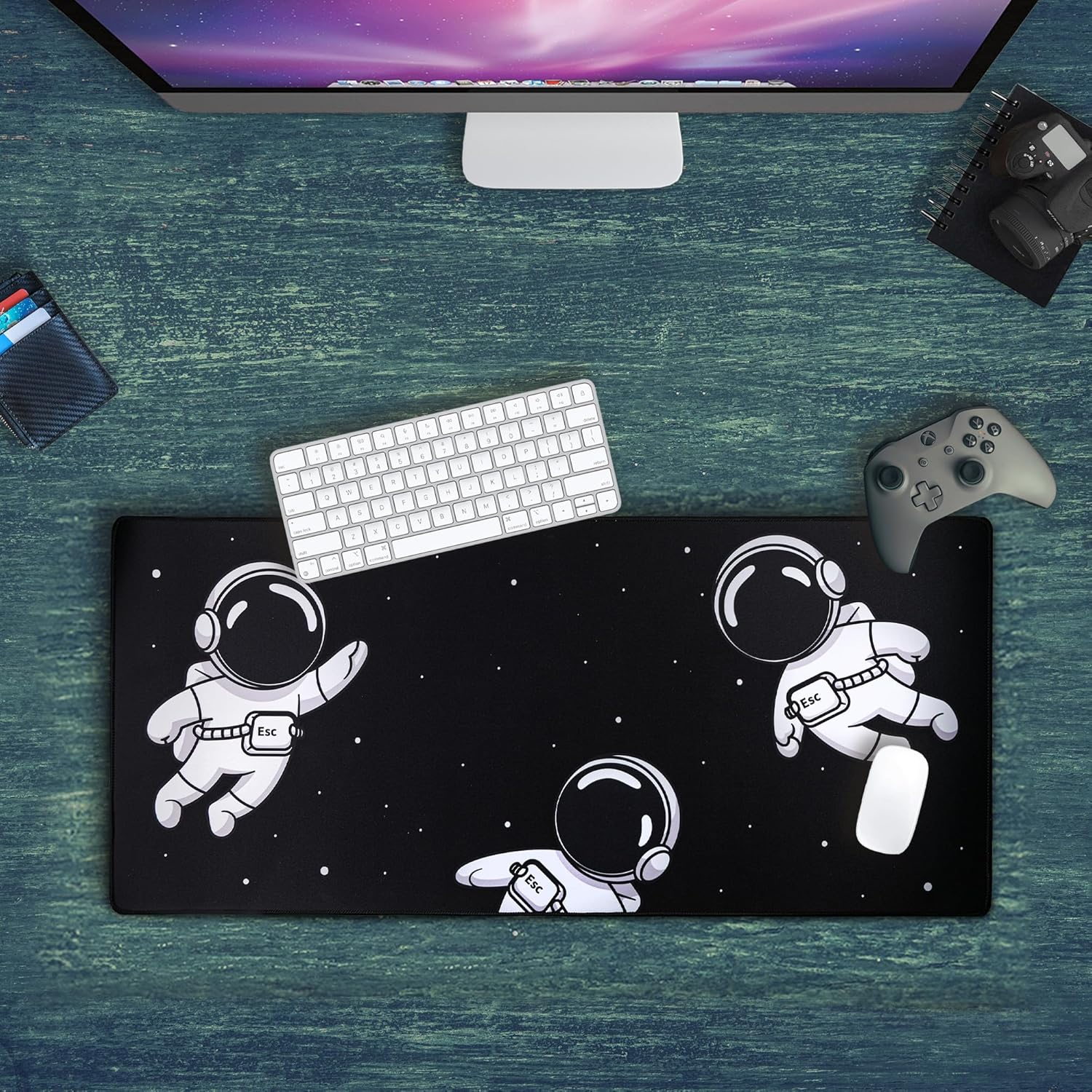 Keycadets Gravity Gaming Mouse Pad, Large Desk Pad for Keyboard and Mouse, Non-Slip Mousepad Gaming Desk Mat with Foam Core, Anti-Fray Lock Stitching and Low Friction Cloth Surface (35.4&rdquo; X 15.8&rdquo;) - Dark image number 5