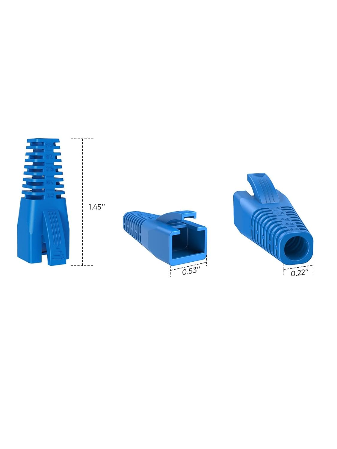 Cablecreation RJ45 Ethernet Network Cable Strain Relief Boot 50-Pack, Blue, PVC, Fits CAT5-CAT6A, RJ45 Connector image number 2