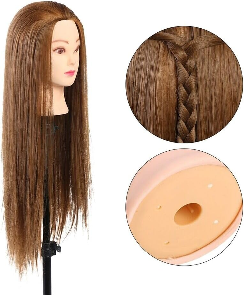 Training Head, Mannequin Head Hair Styling Manikin Cosmetology Doll Head Synthetic Fiber Hair Hairdressing Training Model Mannequin Doll with Table Clamp image number 5