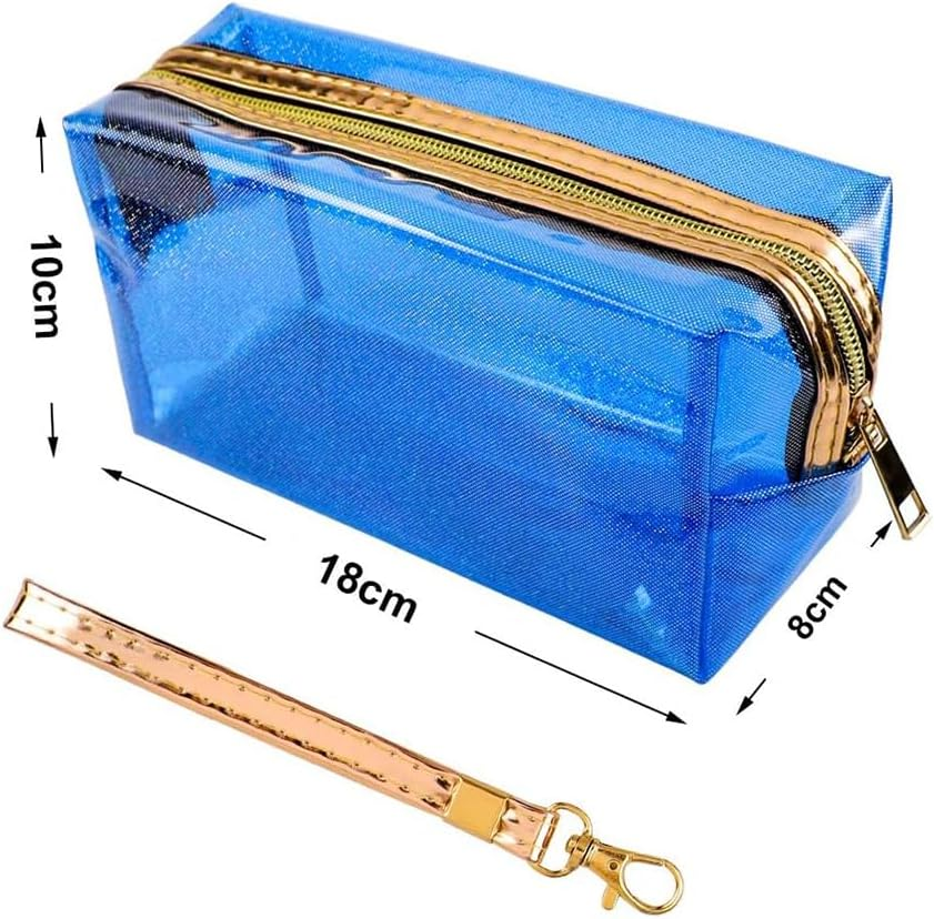 5 Pack Waterproof Cosmetic Bag, Portable Transparent Toiletry Packet, Waterproof Travel Storage Bag Large with Handle Strap for Bathroom, Vacation, Travel, Bedroom Organization image number 4