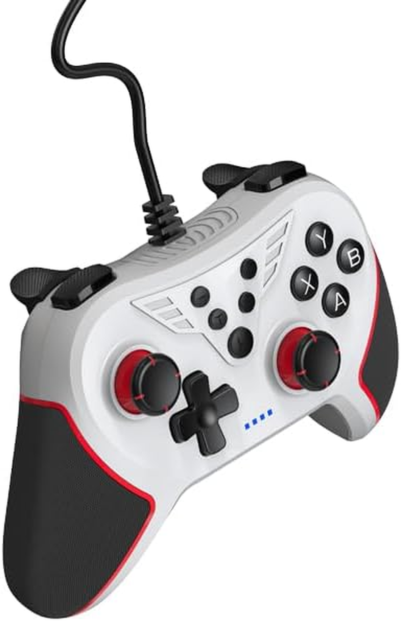 Multiplatform Gaming Controller for Pc/Switch, Wired USB with Turbo Function, Programmable Buttons, Vibration Feedback (White Red Black) image number 6