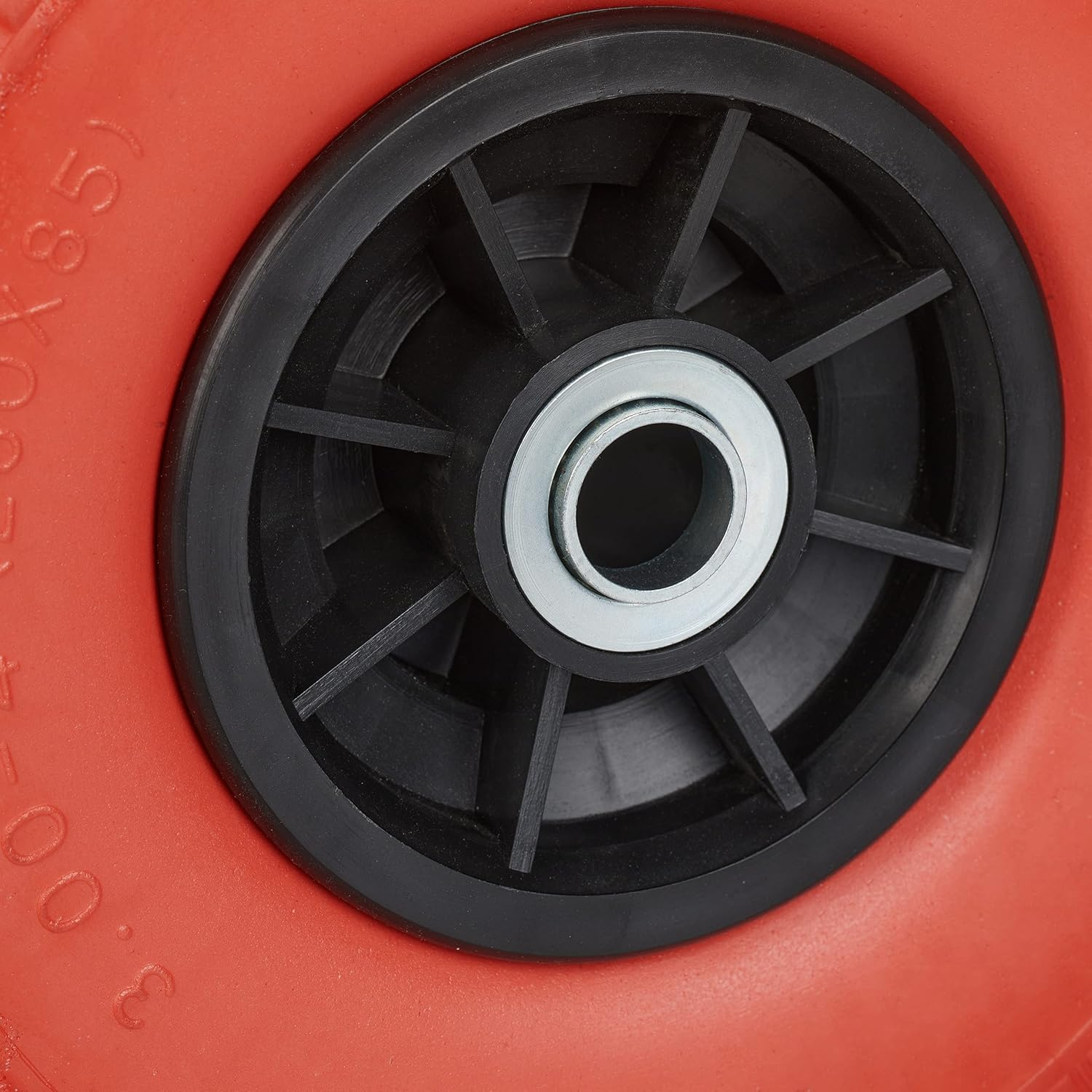 Relaxdays 2 X Sack Truck Wheels, 3.00-4 Inches, 260 X 85 Mm, Puncture-Proof Solid Rubber Tyres, 20 Mm Axle, up to 80 Kg, Red/Black - Red image number 2