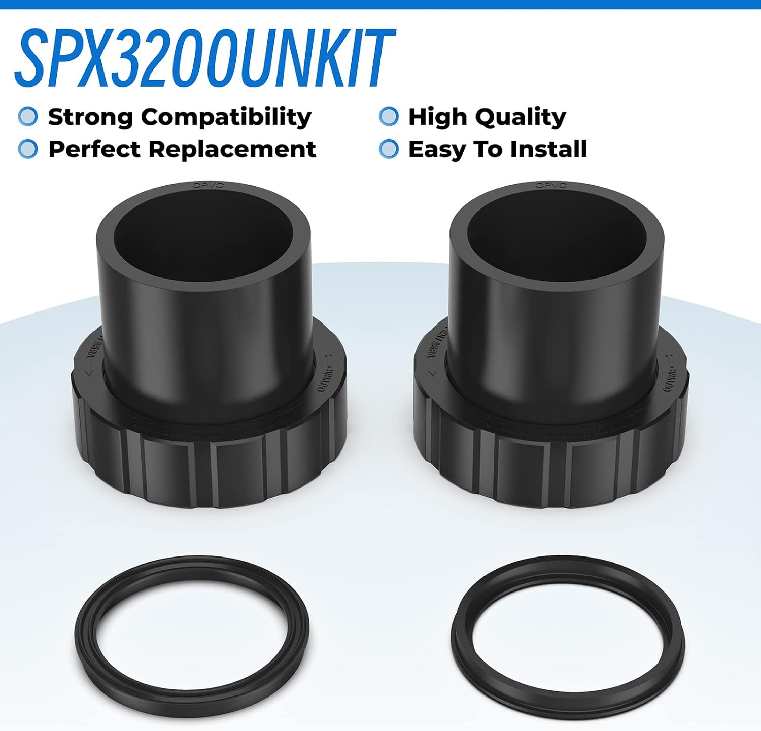 SPX3200UNKIT Pump Union Connection Kit Compatible with Hayward Tristar, Northstar, Ecostar Pumps, Swimclear Cartridge Filter & Universal H-Series Low Nox Heater (2 Pack) image number 5