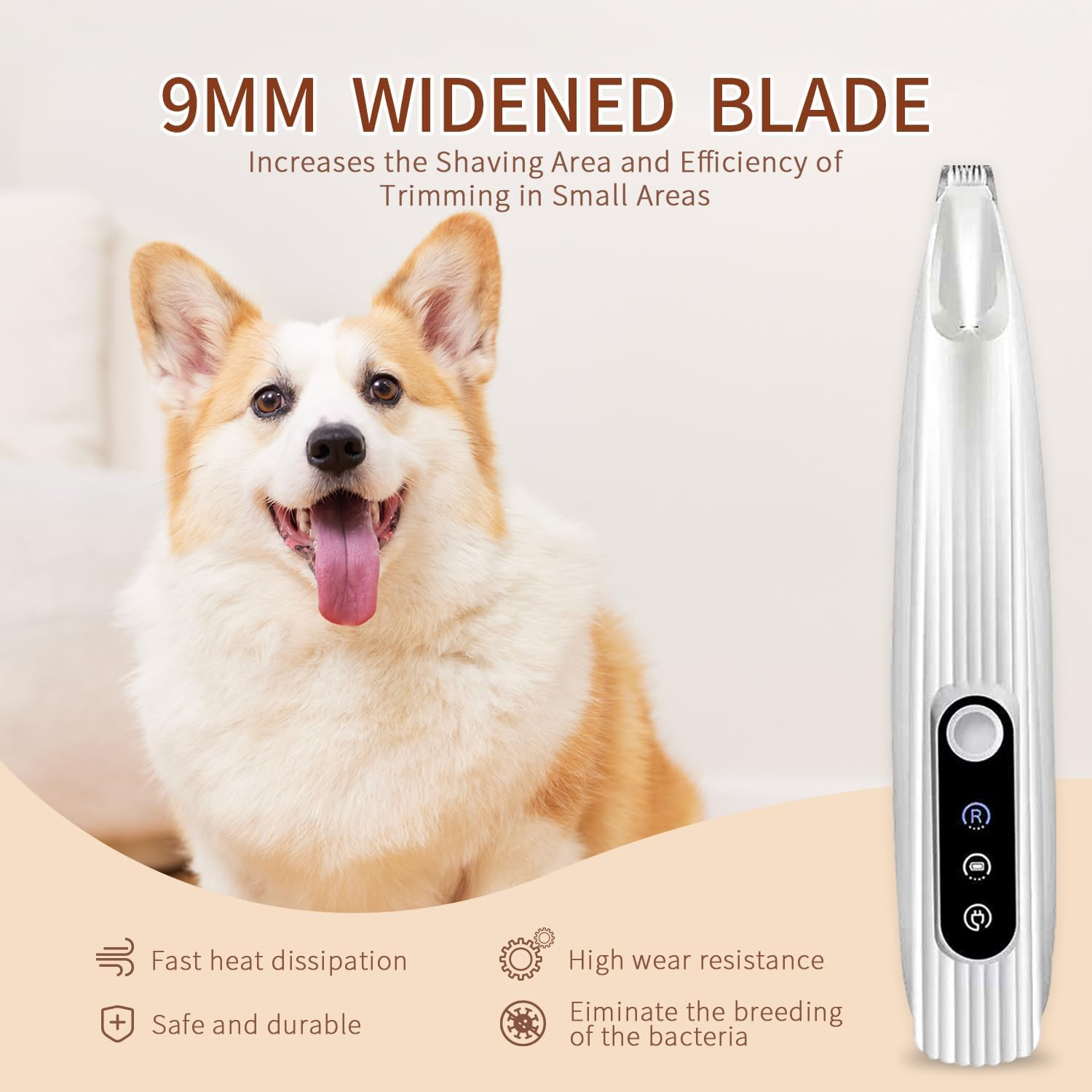 Dog Paw Trimmer, SBERAY Paw Trimmer for Dogs, Quiet Electric Pet Hair Clippers Grooming Kit with LED Display, 35Db Low Noise, Rechargeable Clipper for Dogs Cats Paws, Eyes, Ears, Face, and Rump